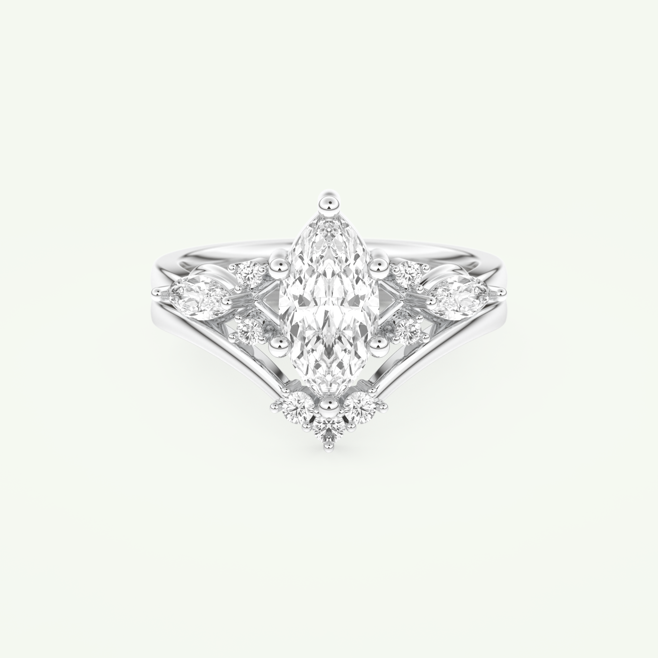 1.08 CT Marquise Cut Lab Grown Diamond Bridal Set 13