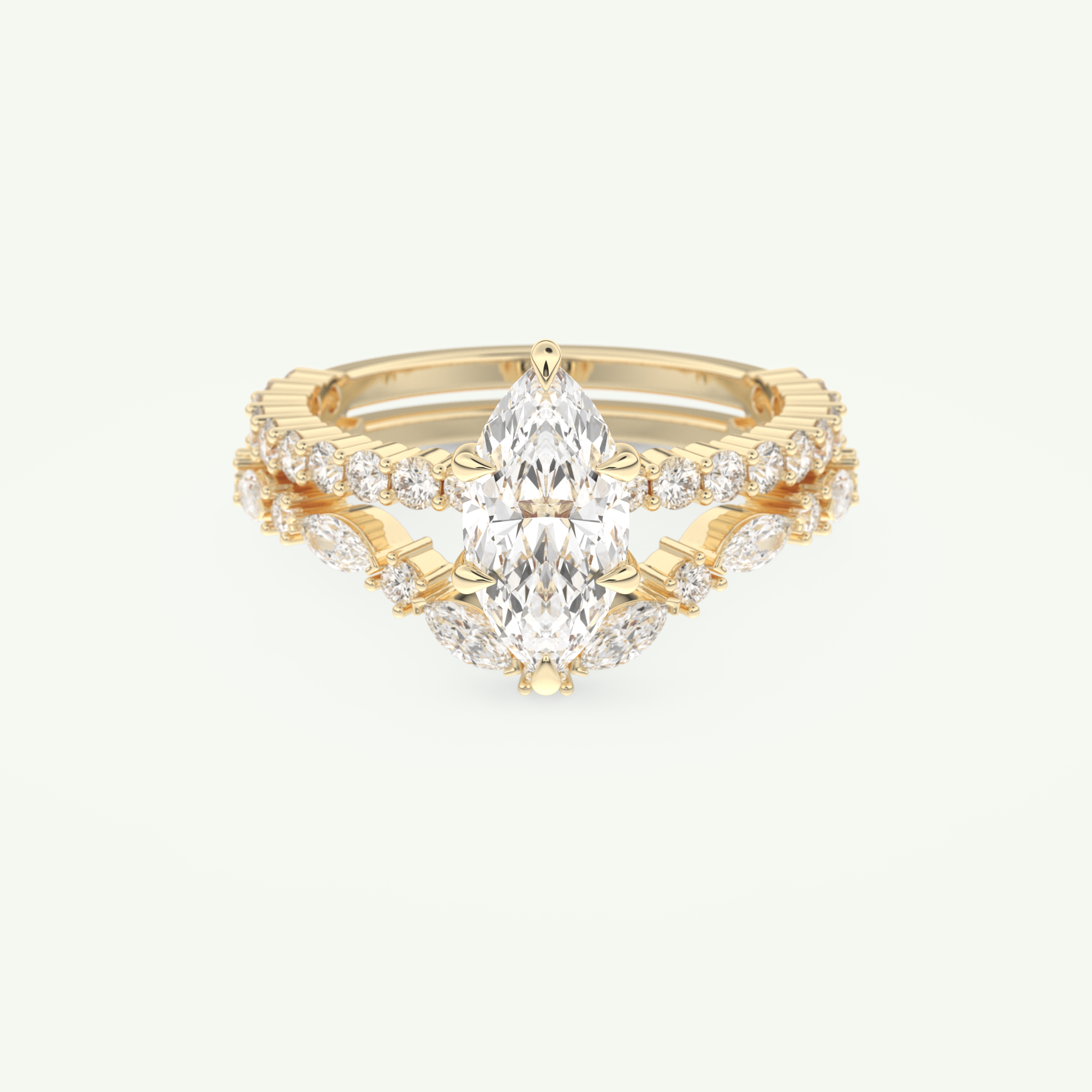 1.08 CT Marquise Cut Pave Lab Grown Diamond Bridal Set 1