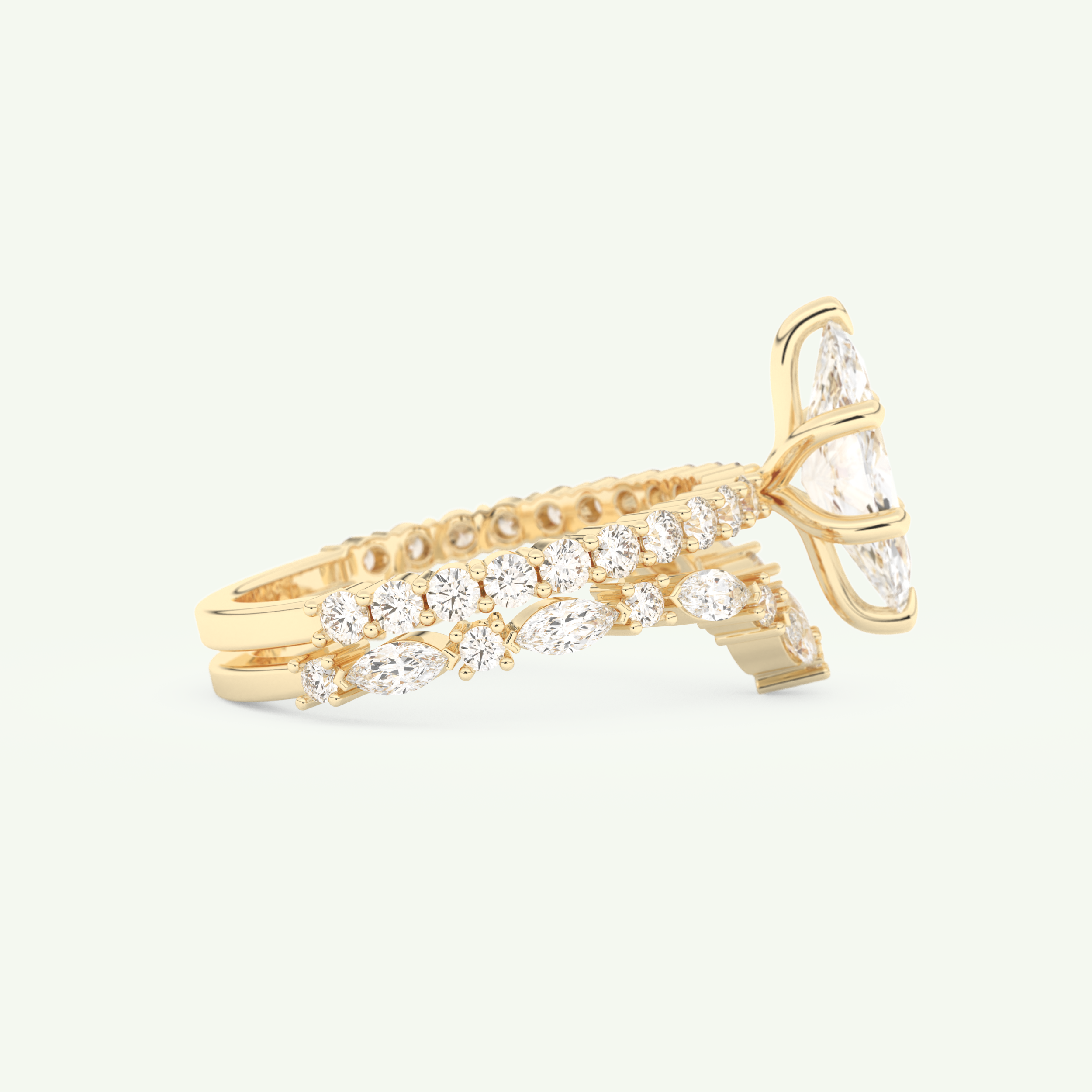 1.08 CT Marquise Cut Pave Lab Grown Diamond Bridal Set 2