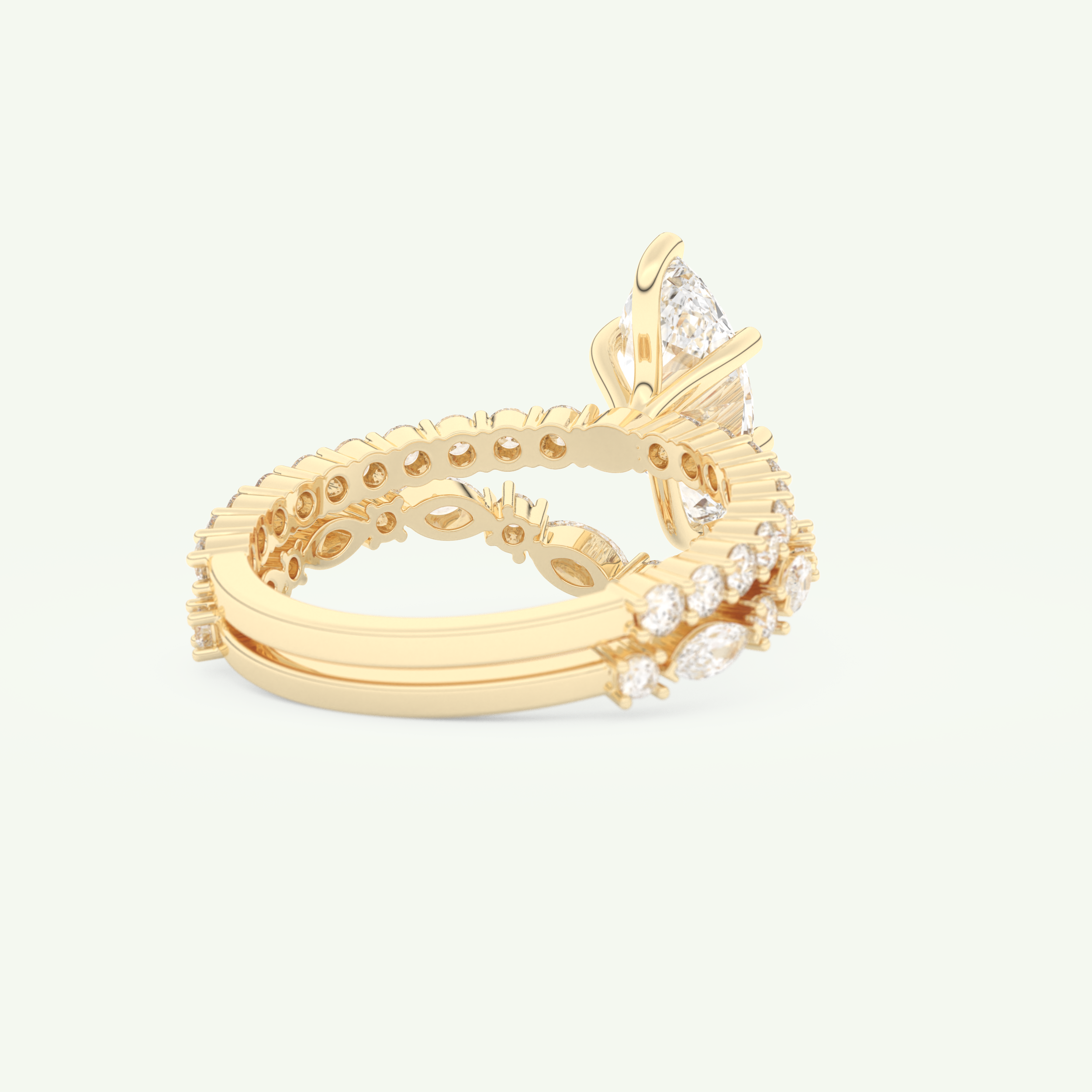1.08 CT Marquise Cut Pave Lab Grown Diamond Bridal Set 3