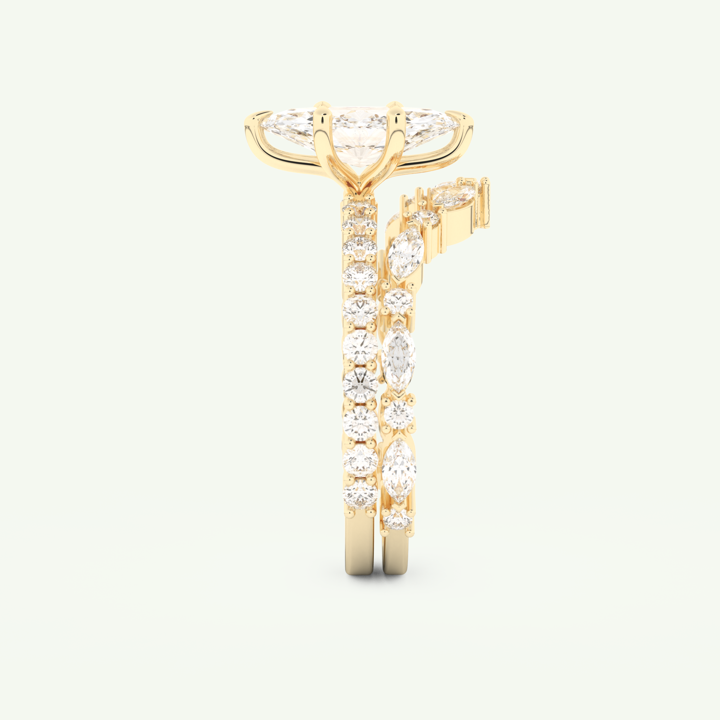 1.08 CT Marquise Cut Pave Lab Grown Diamond Bridal Set 6