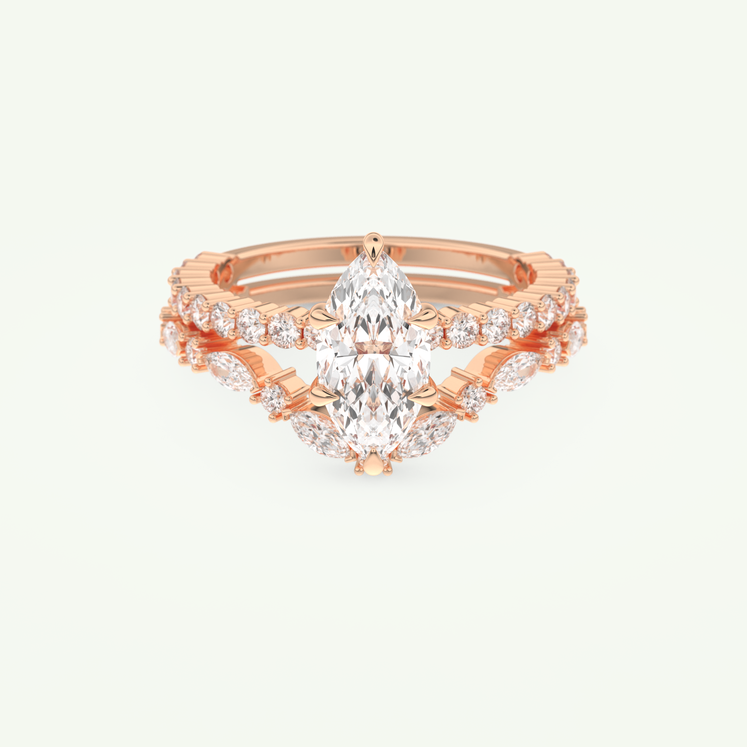 1.08 CT Marquise Cut Pave Lab Grown Diamond Bridal Set 7