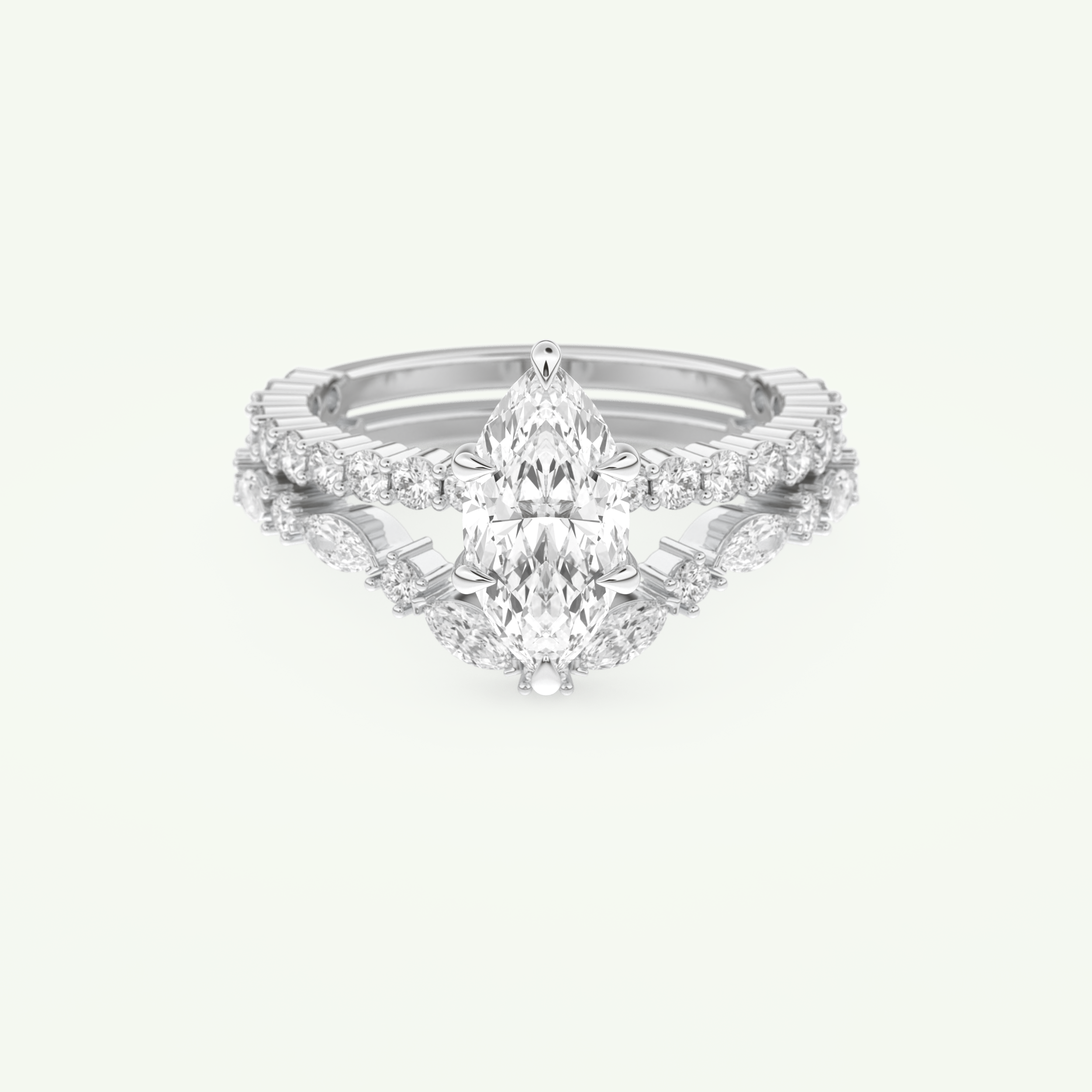 1.08 CT Marquise Cut Pave Lab Grown Diamond Bridal Set 13