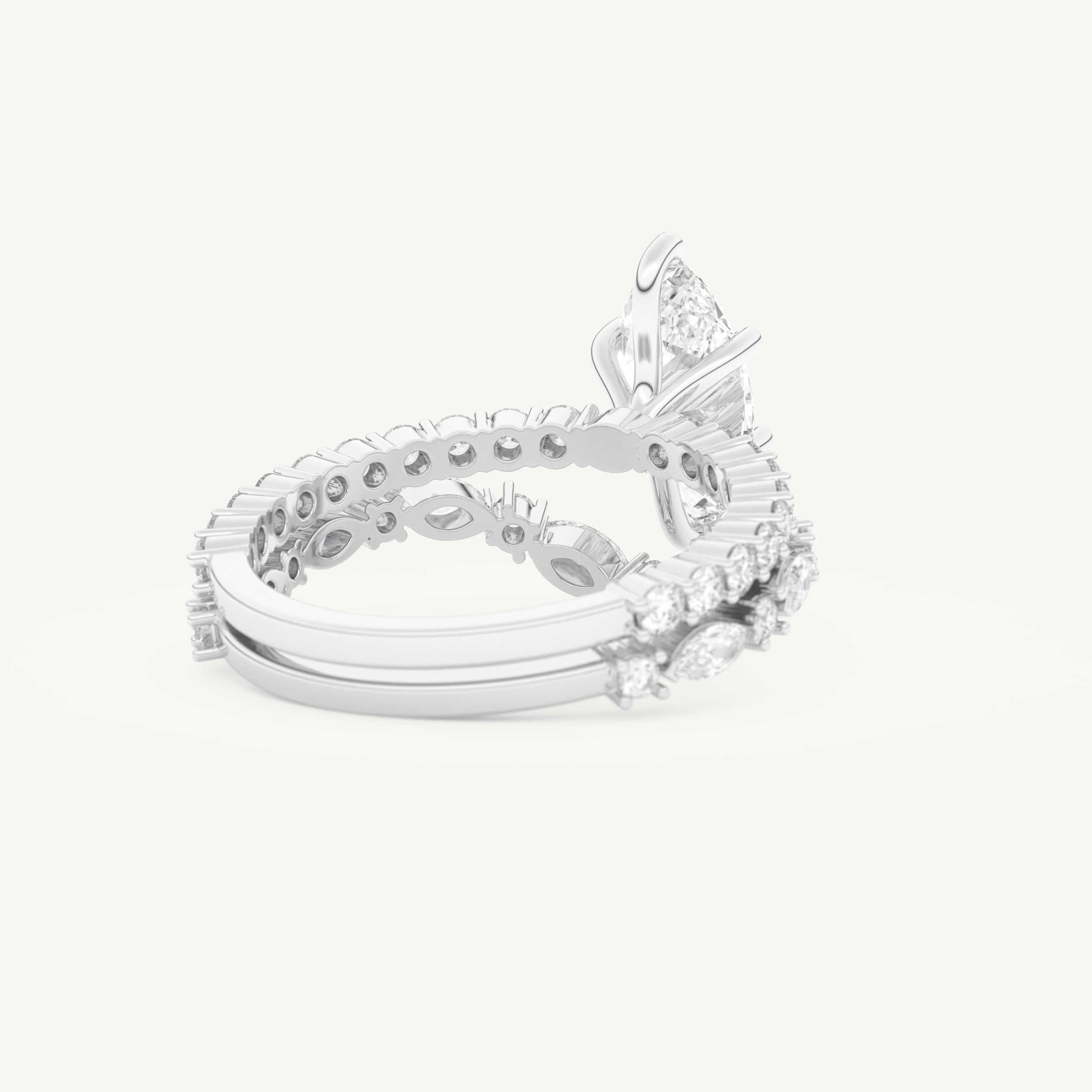 1.08 CT Marquise Cut Pave Lab Grown Diamond Bridal Set 15