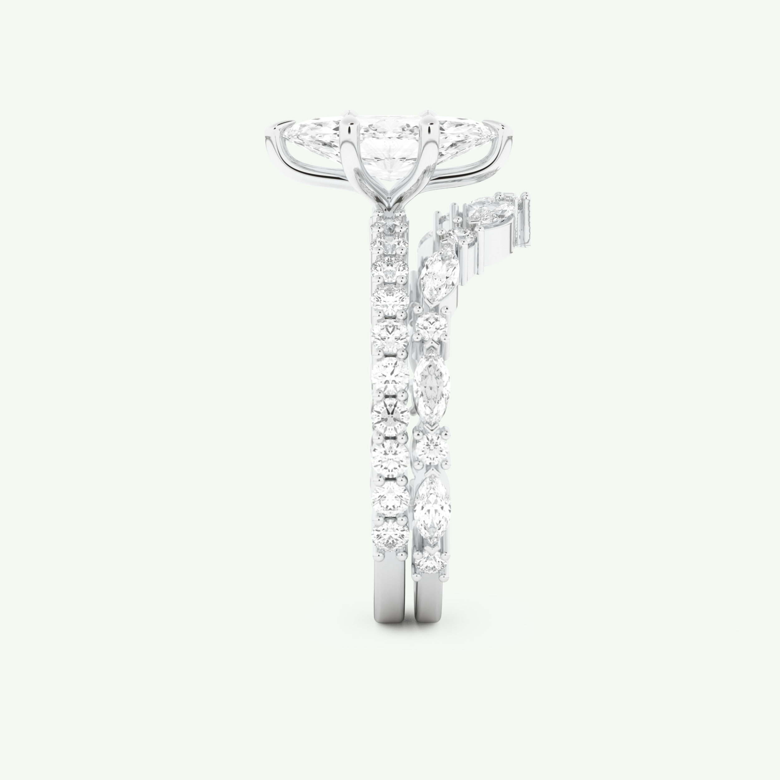 1.08 CT Marquise Cut Pave Lab Grown Diamond Bridal Set 18