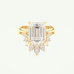 3.17 CT Emerald Cut Solitaire Lab Grown Diamond Bridal Set 1