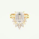 3.17 CT Emerald Cut Solitaire Lab Grown Diamond Bridal Set 1