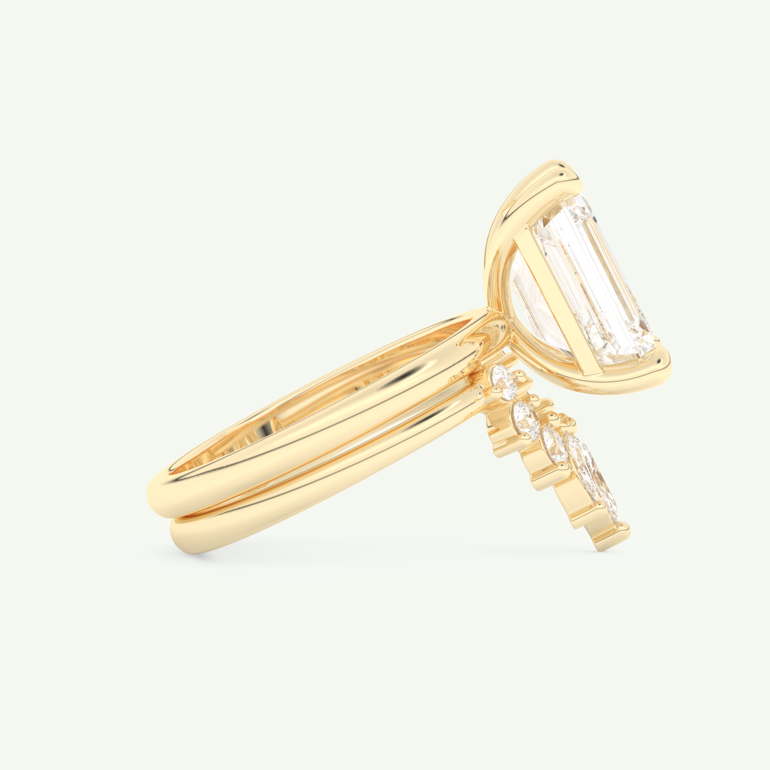 3.17 CT Emerald Cut Solitaire Lab Grown Diamond Bridal Set 2