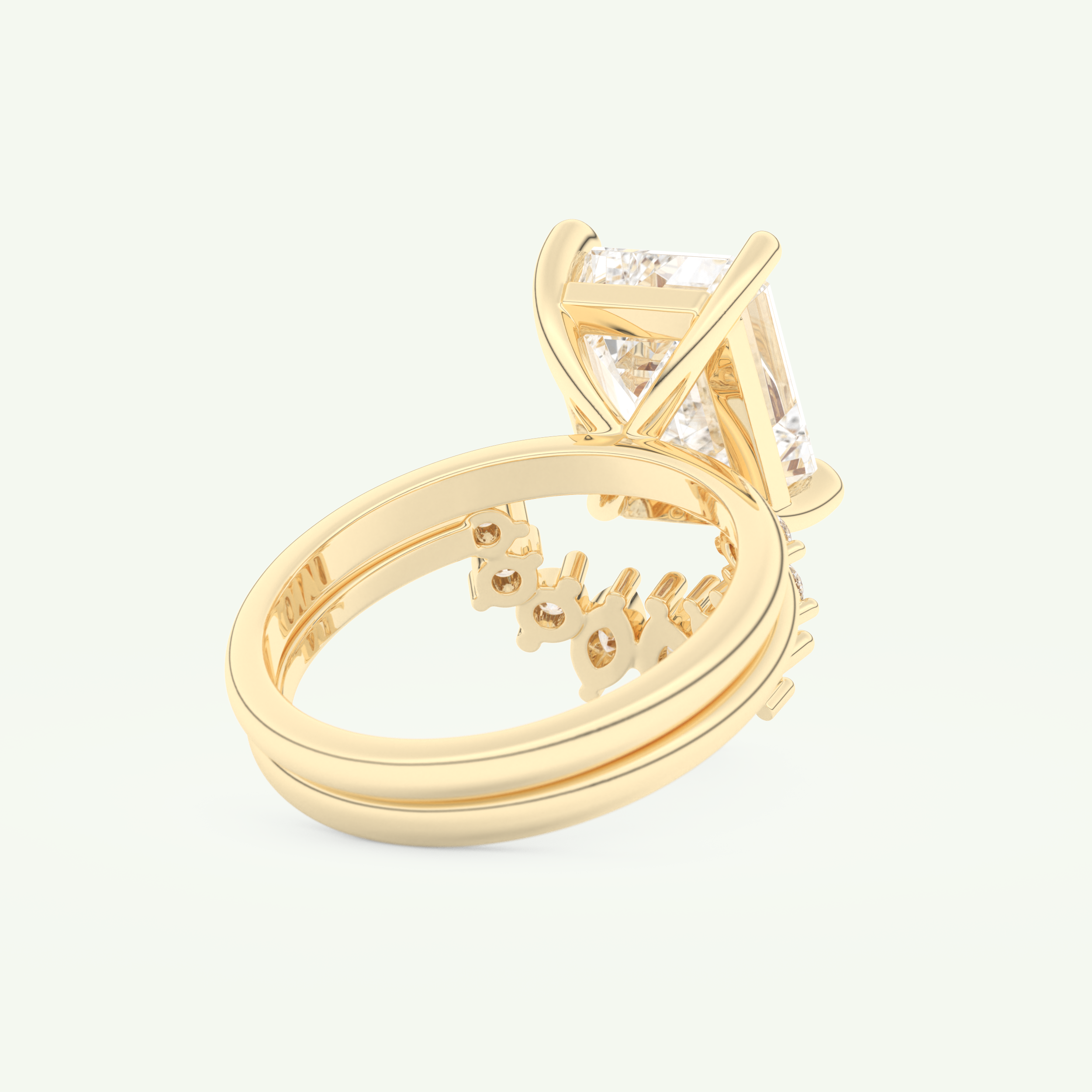 3.17 CT Emerald Cut Solitaire Lab Grown Diamond Bridal Set 3