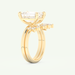 3.17 CT Emerald Cut Solitaire Lab Grown Diamond Bridal Set 4