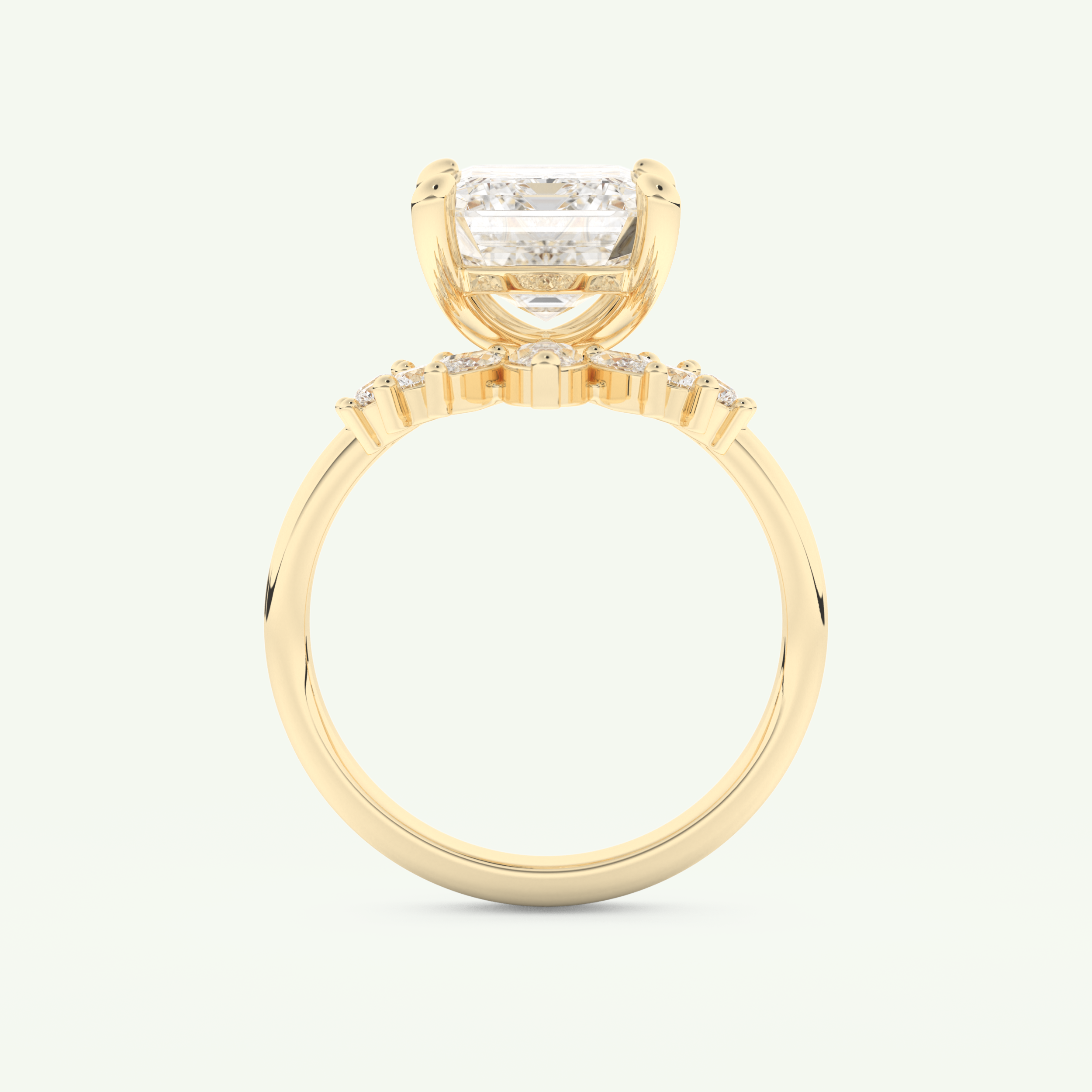 3.17 CT Emerald Cut Solitaire Lab Grown Diamond Bridal Set 5