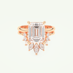 3.17 CT Emerald Cut Solitaire Lab Grown Diamond Bridal Set 7