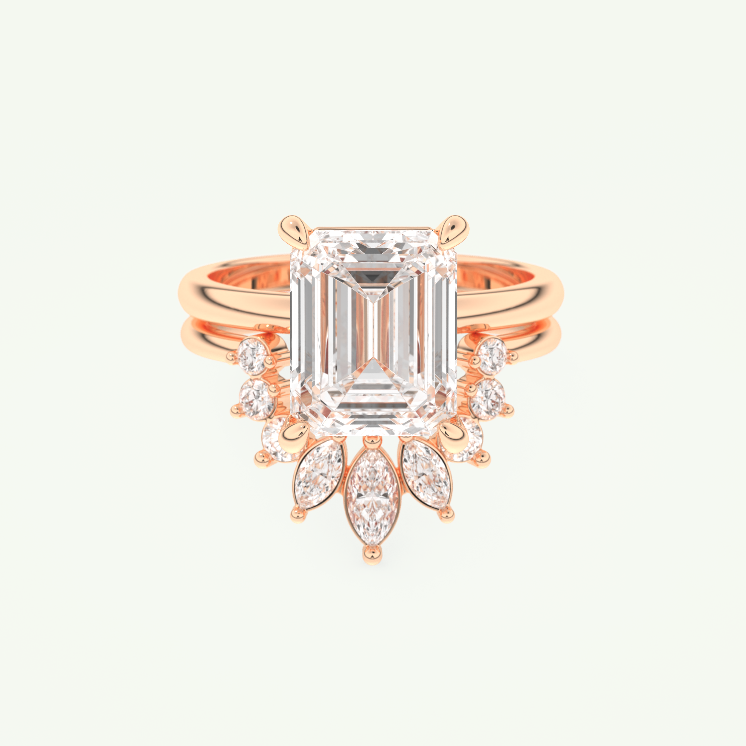 3.17 CT Emerald Cut Solitaire Lab Grown Diamond Bridal Set 7
