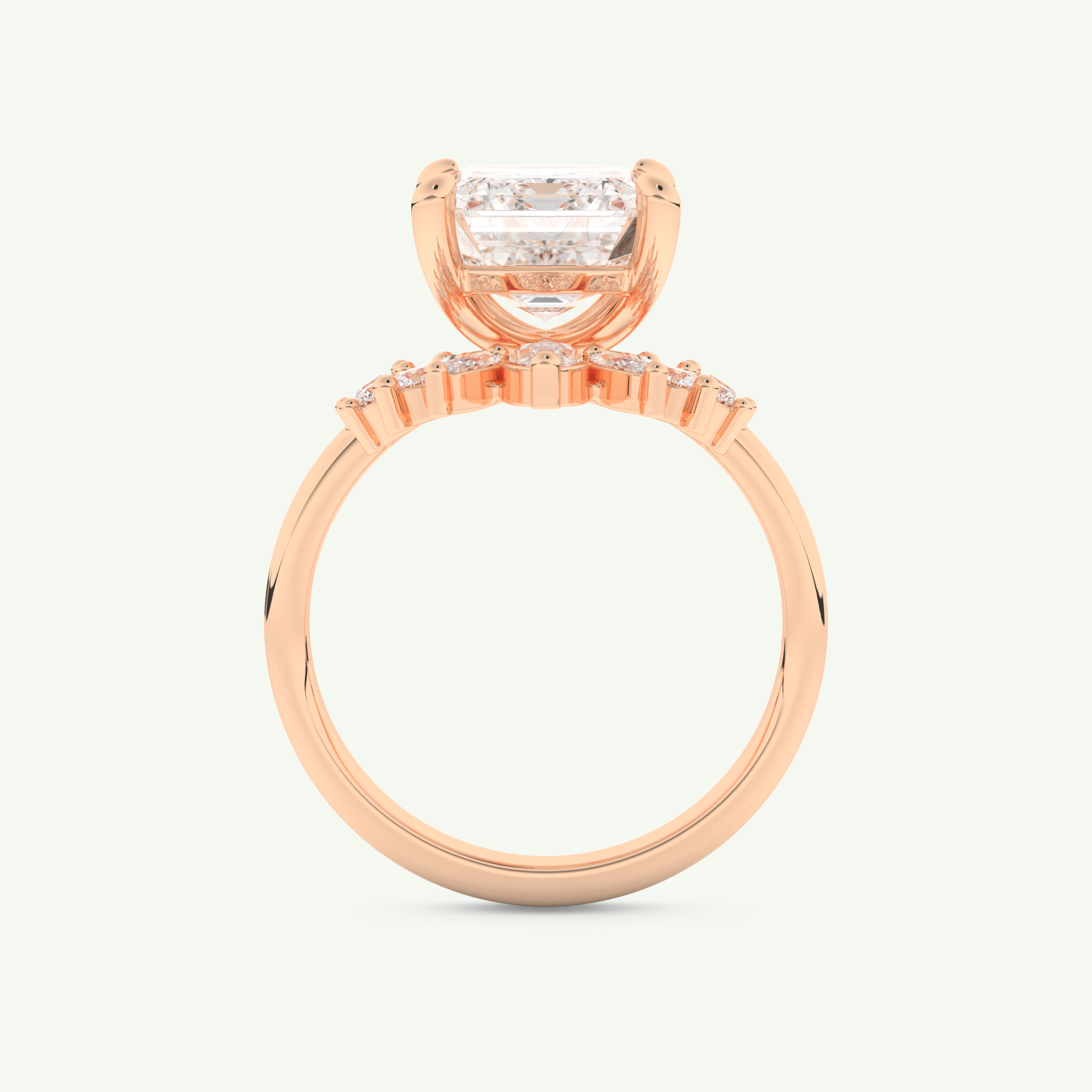 3.17 CT Emerald Cut Solitaire Lab Grown Diamond Bridal Set 11