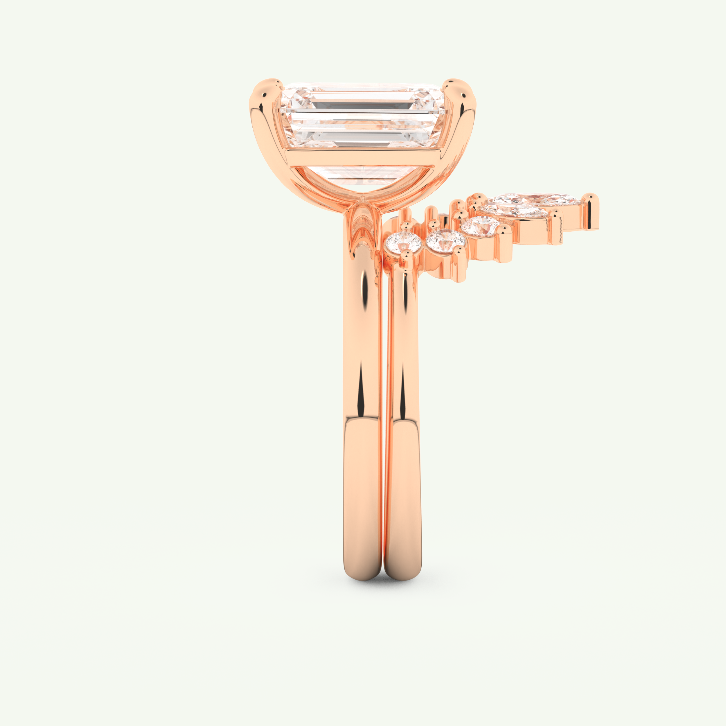 3.17 CT Emerald Cut Solitaire Lab Grown Diamond Bridal Set 12