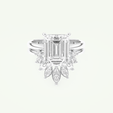 3.17 CT Emerald Cut Solitaire Lab Grown Diamond Bridal Set 13