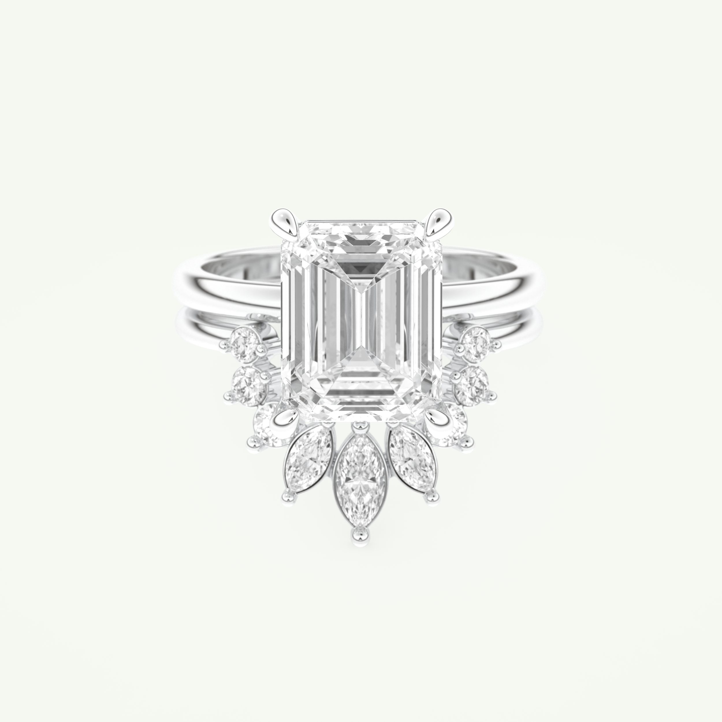 3.17 CT Emerald Cut Solitaire Lab Grown Diamond Bridal Set 13