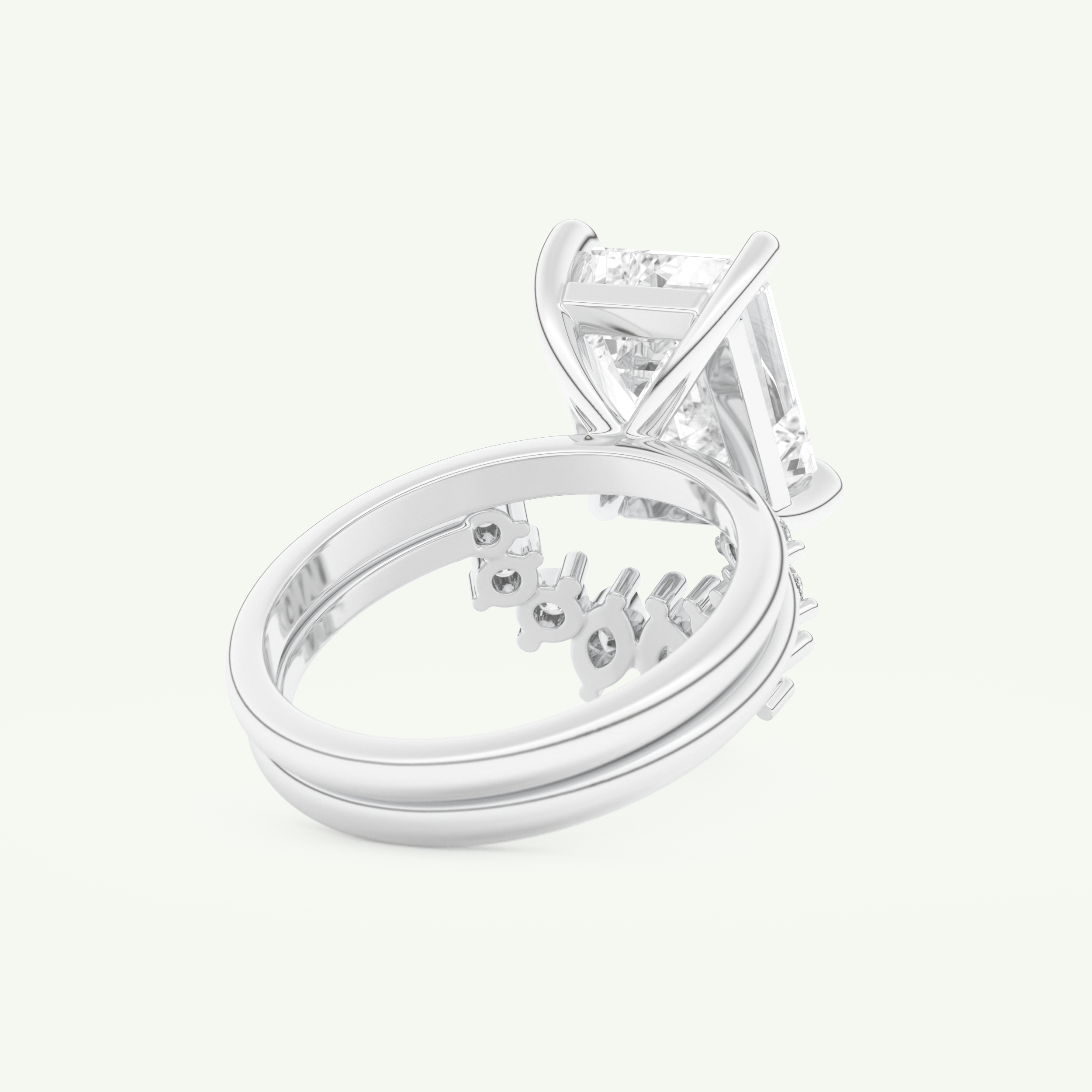 3.17 CT Emerald Cut Solitaire Lab Grown Diamond Bridal Set 15
