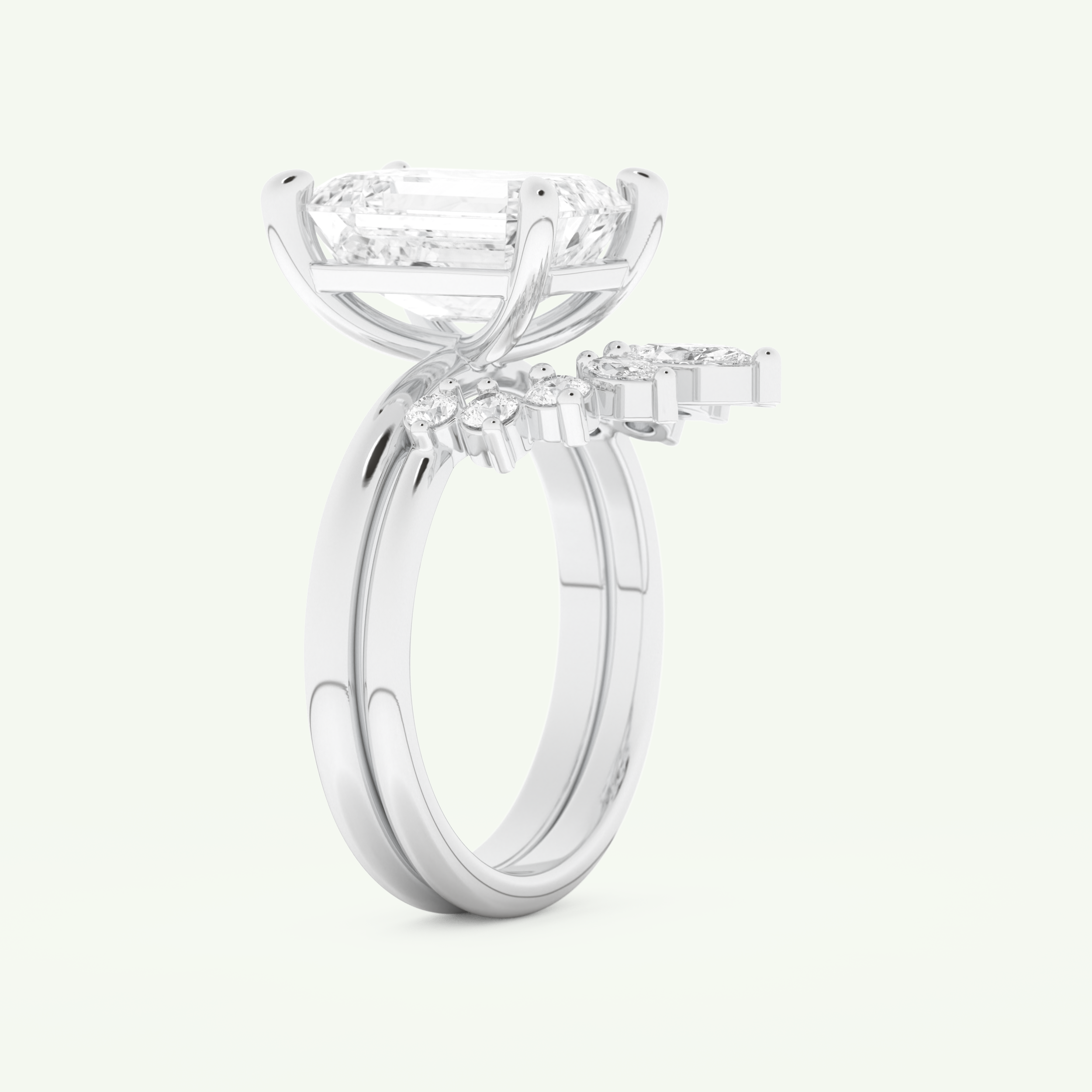 3.17 CT Emerald Cut Solitaire Lab Grown Diamond Bridal Set 16