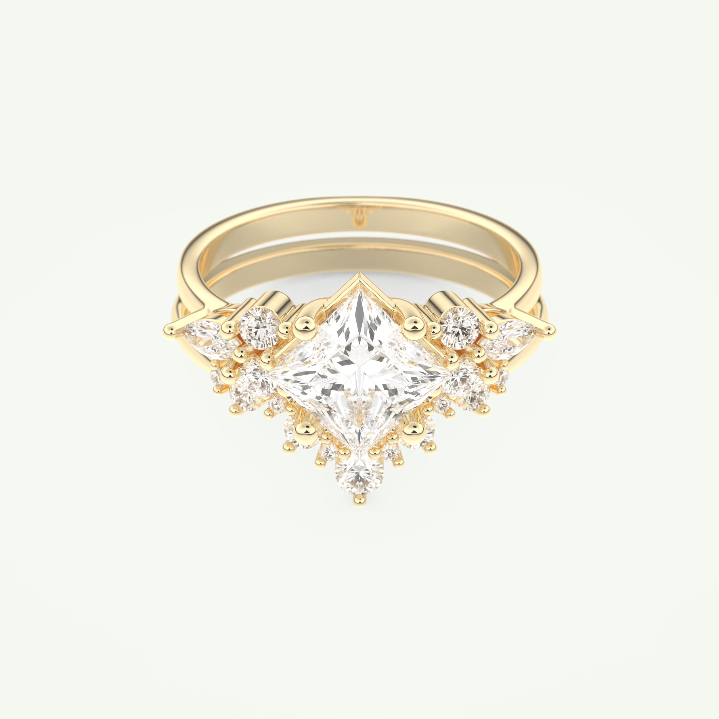 1.72 CT Princess Cut Lab Grown Diamond Bridal Set 1