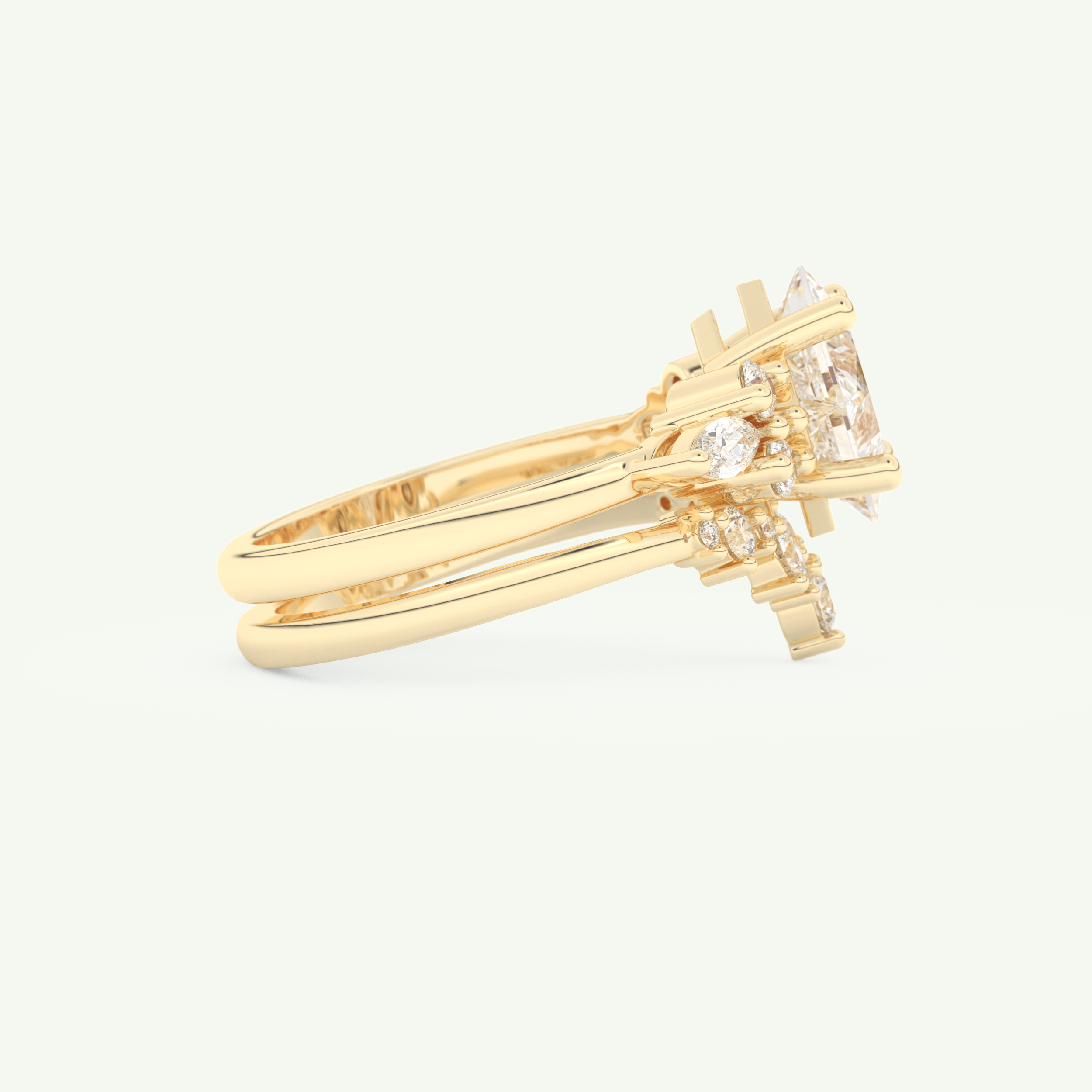 1.72 CT Princess Cut Lab Grown Diamond Bridal Set 2