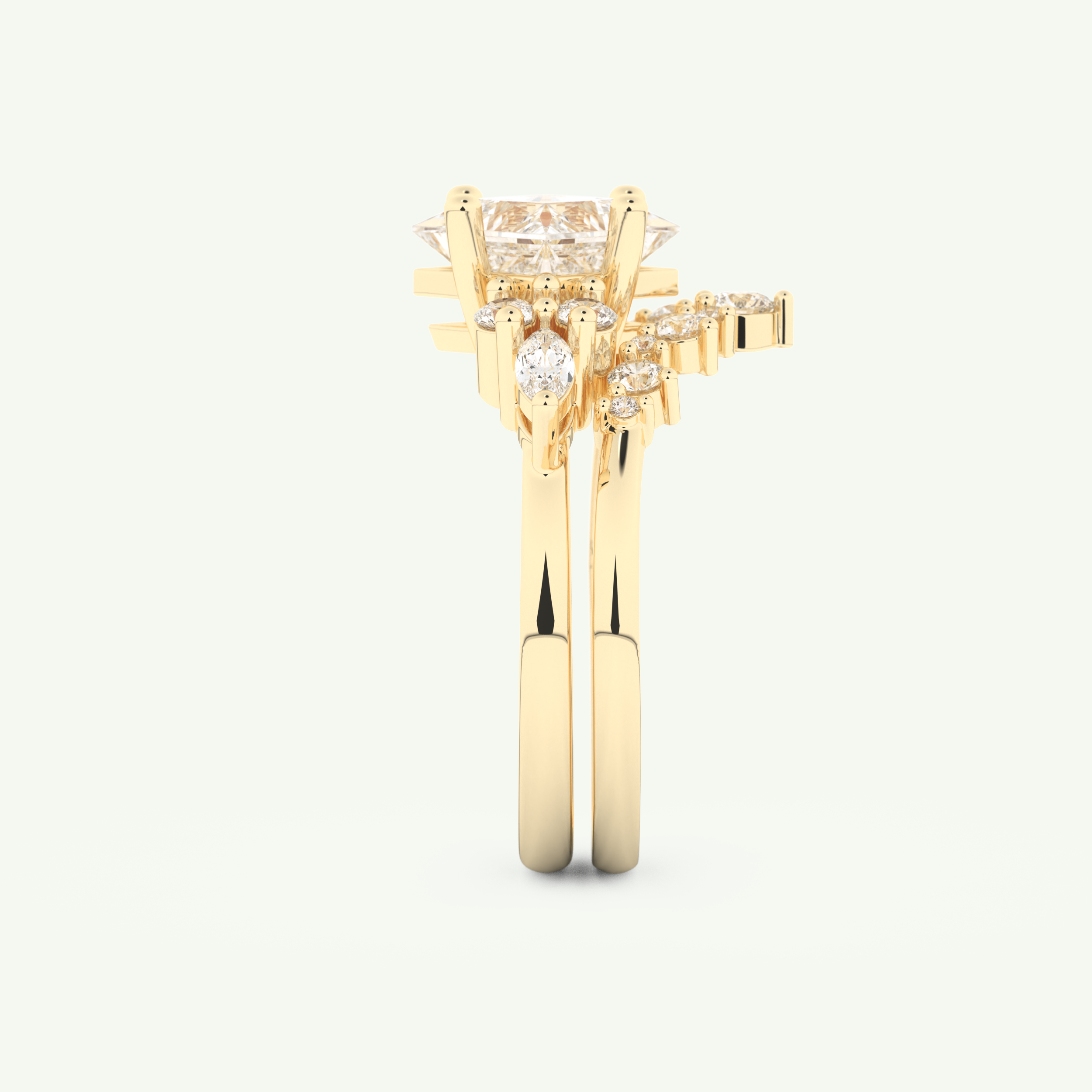 1.72 CT Princess Cut Lab Grown Diamond Bridal Set 6