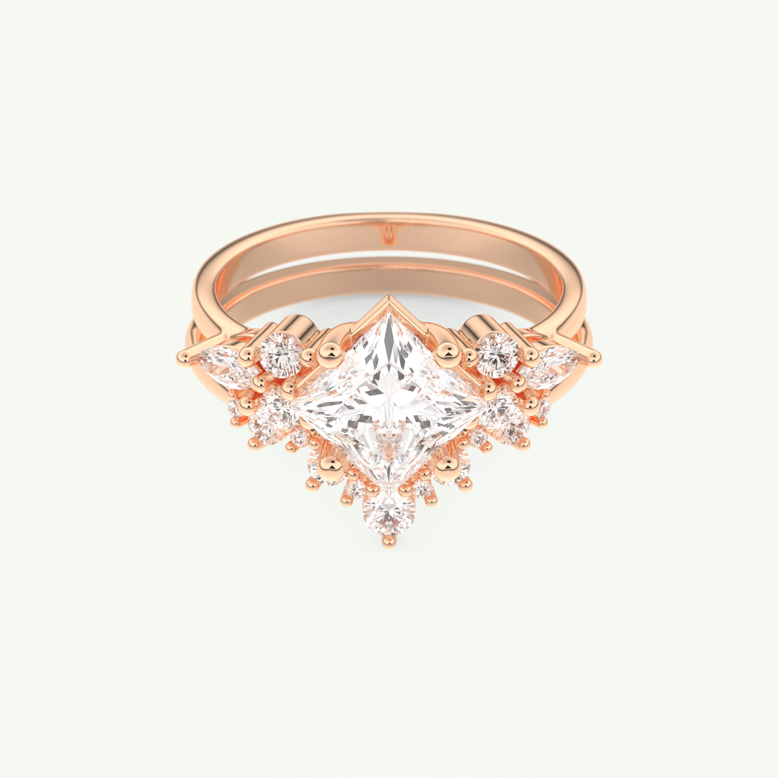 1.72 CT Princess Cut Lab Grown Diamond Bridal Set 7