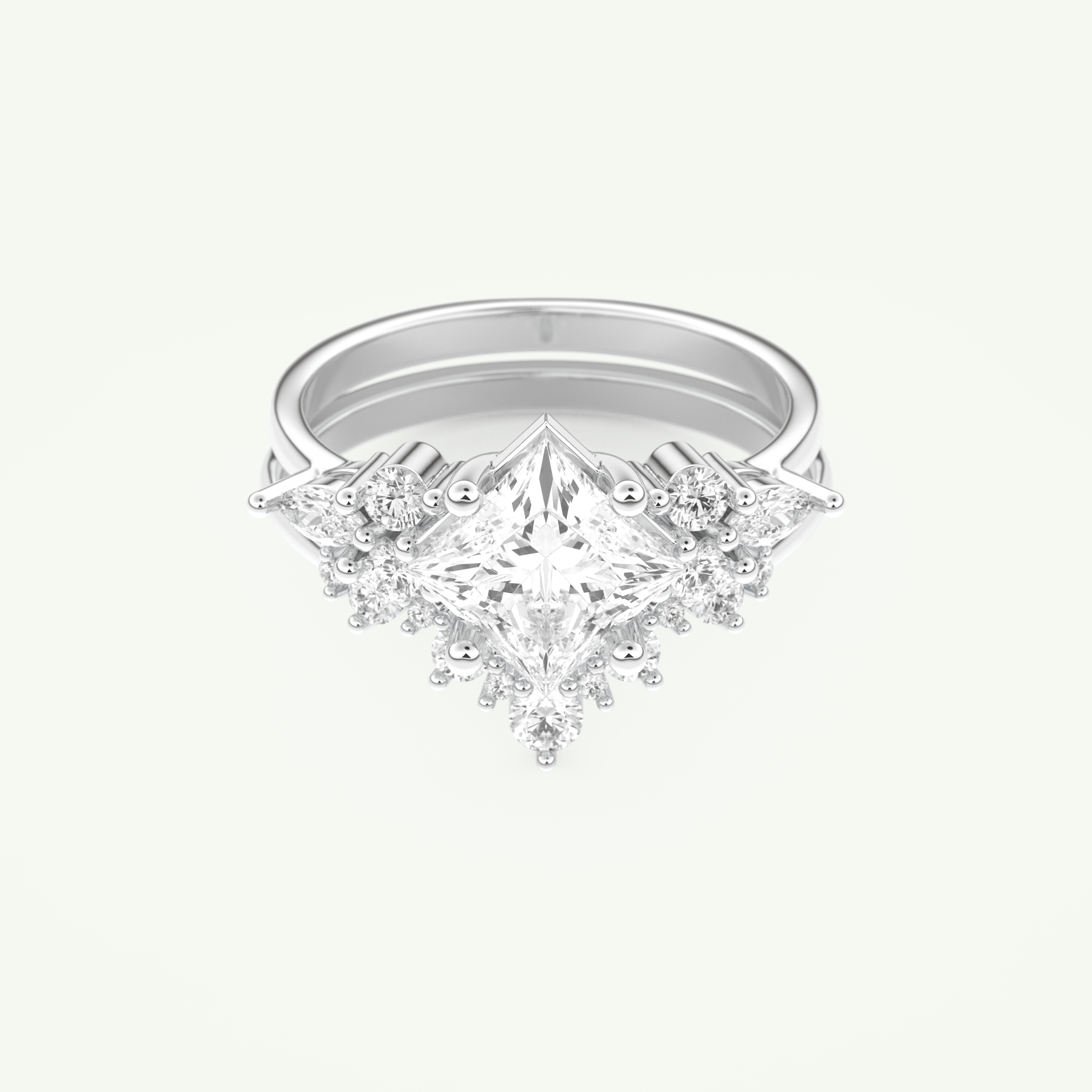 1.72 CT Princess Cut Lab Grown Diamond Bridal Set 13