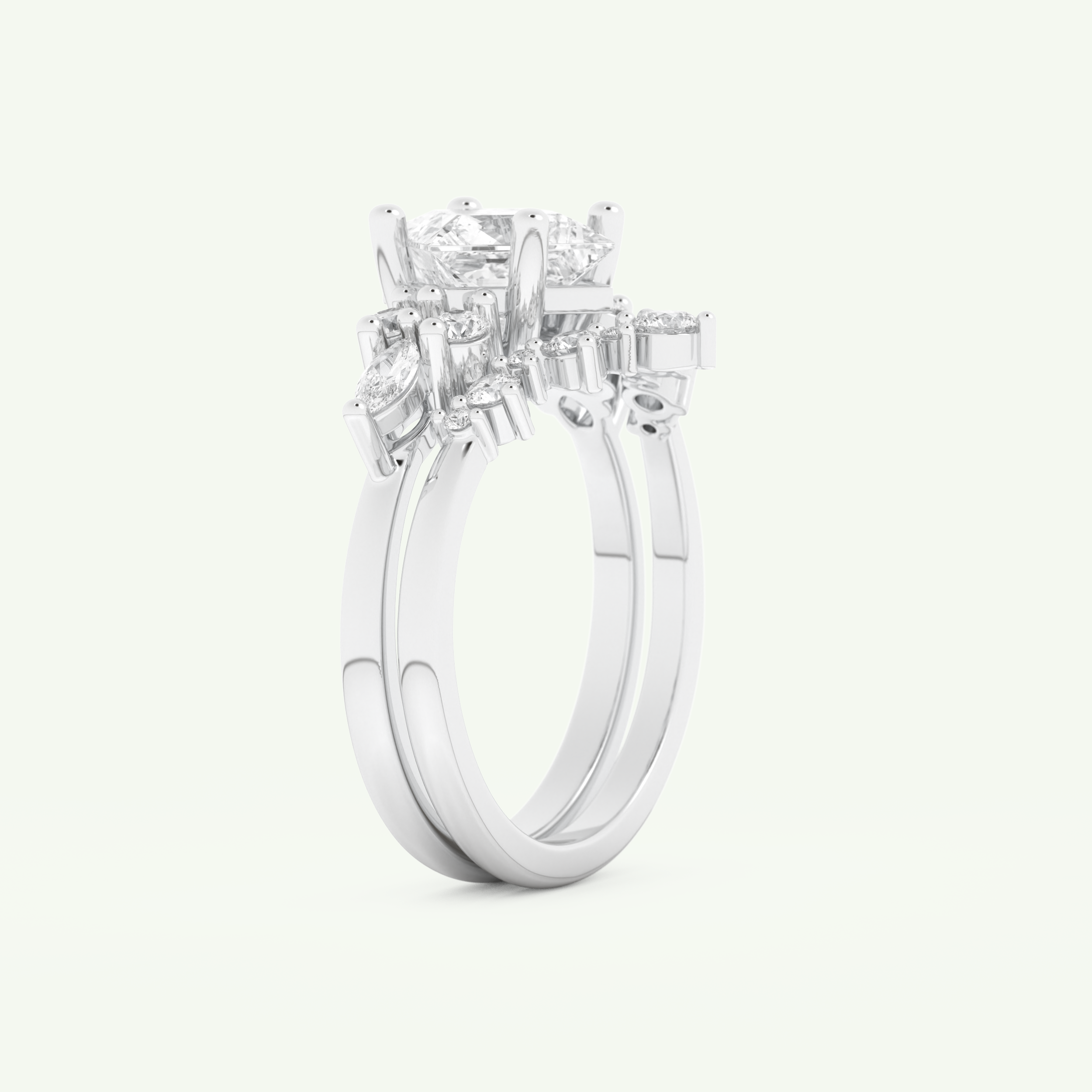 1.72 CT Princess Cut Lab Grown Diamond Bridal Set 16