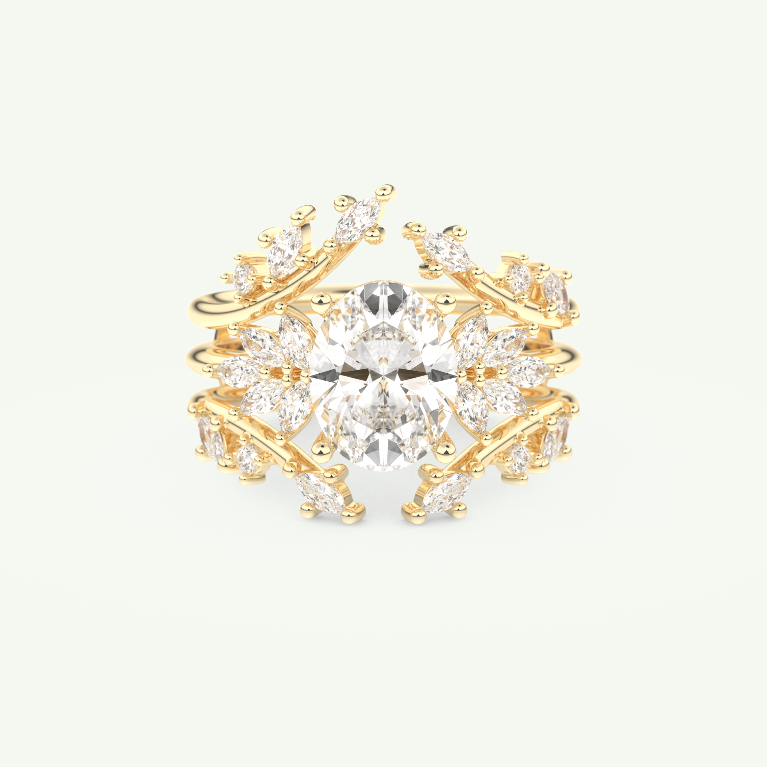 1.67 CT Oval Cut Cluster Lab Grown Diamond Bridal Set 1