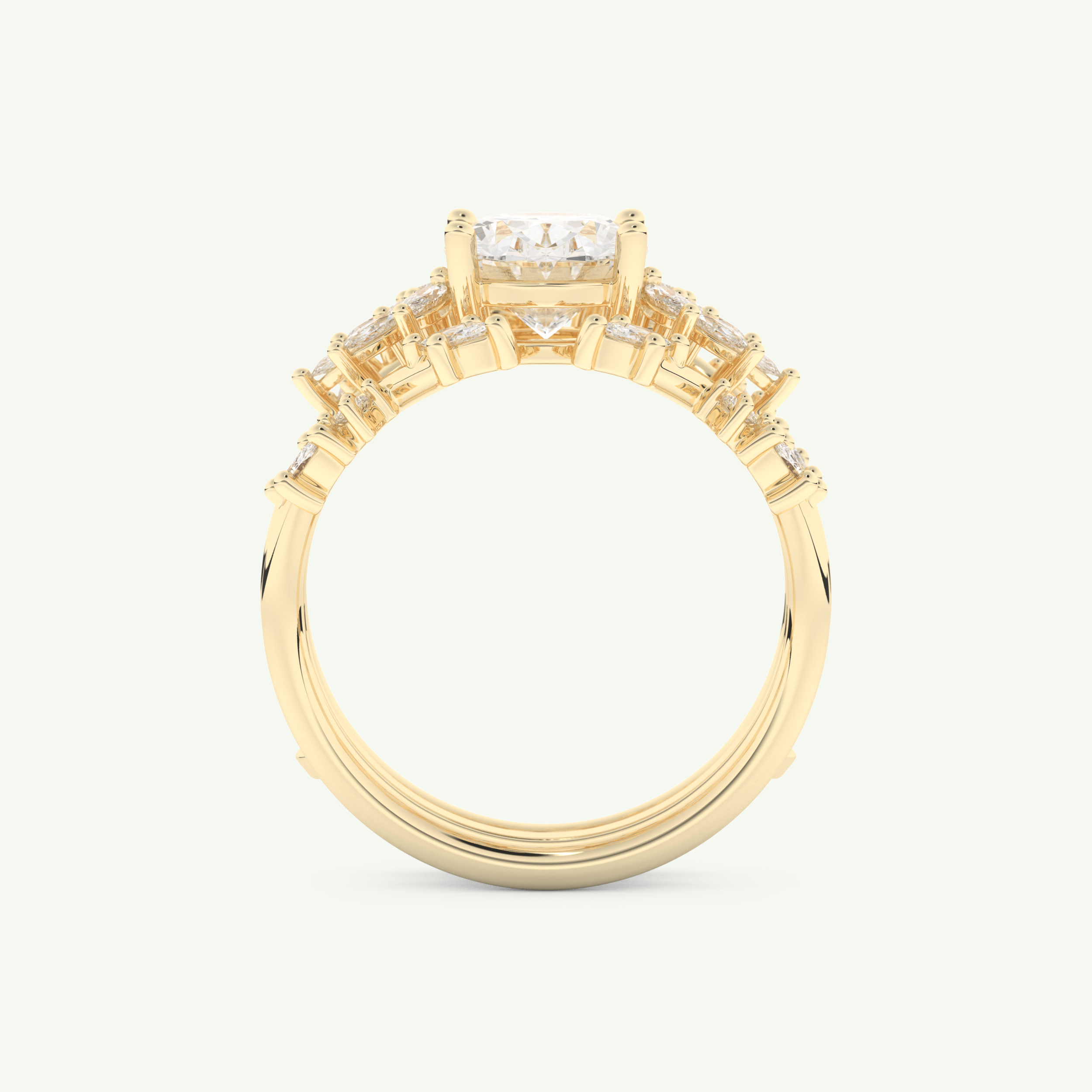 1.67 CT Oval Cut Cluster Lab Grown Diamond Bridal Set 5