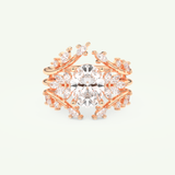 1.67 CT Oval Cut Cluster Lab Grown Diamond Bridal Set 7