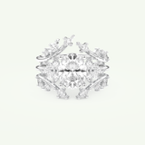 1.67 CT Oval Cut Cluster Lab Grown Diamond Bridal Set 13