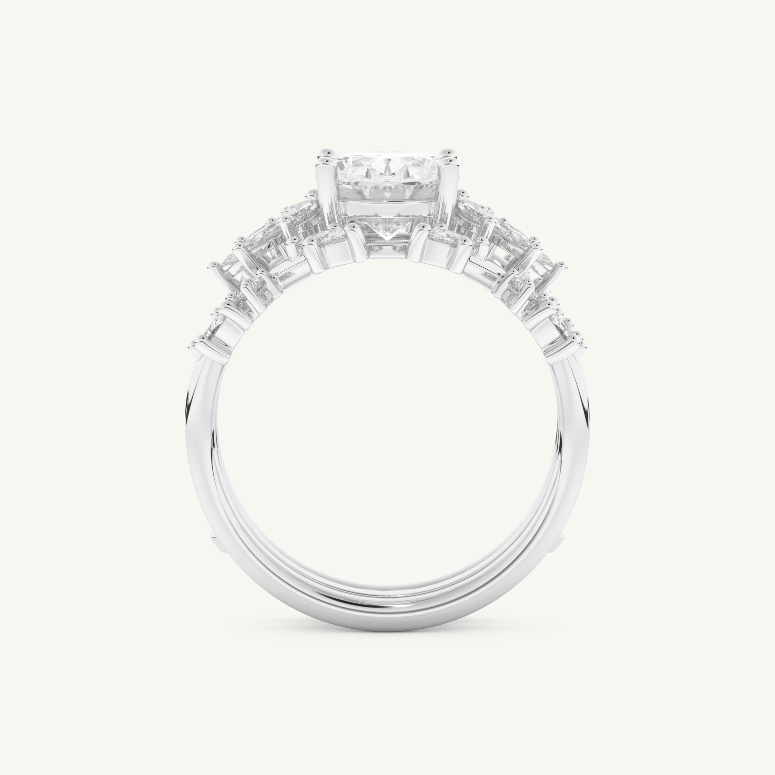 1.67 CT Oval Cut Cluster Lab Grown Diamond Bridal Set 17