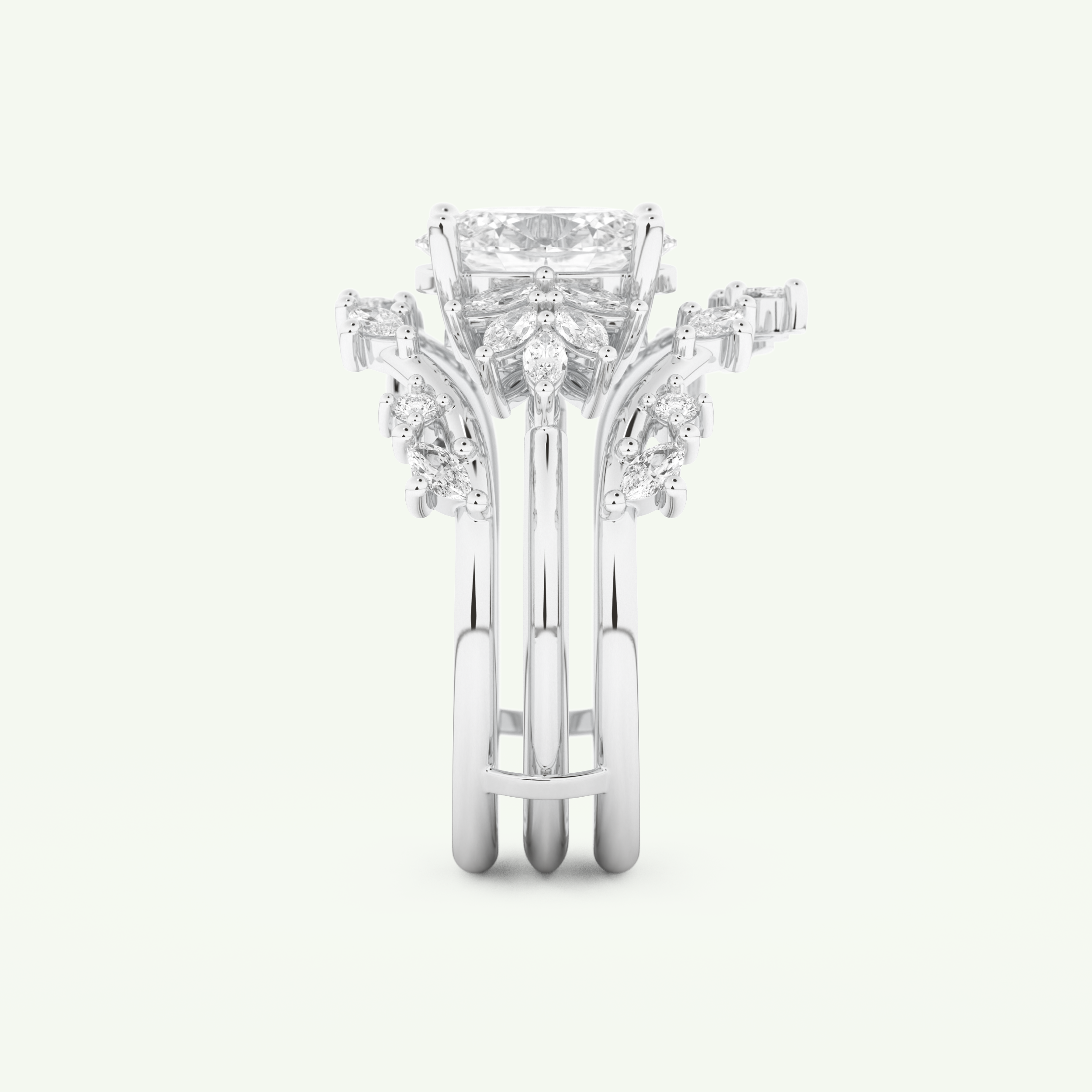 1.67 CT Oval Cut Cluster Lab Grown Diamond Bridal Set 18