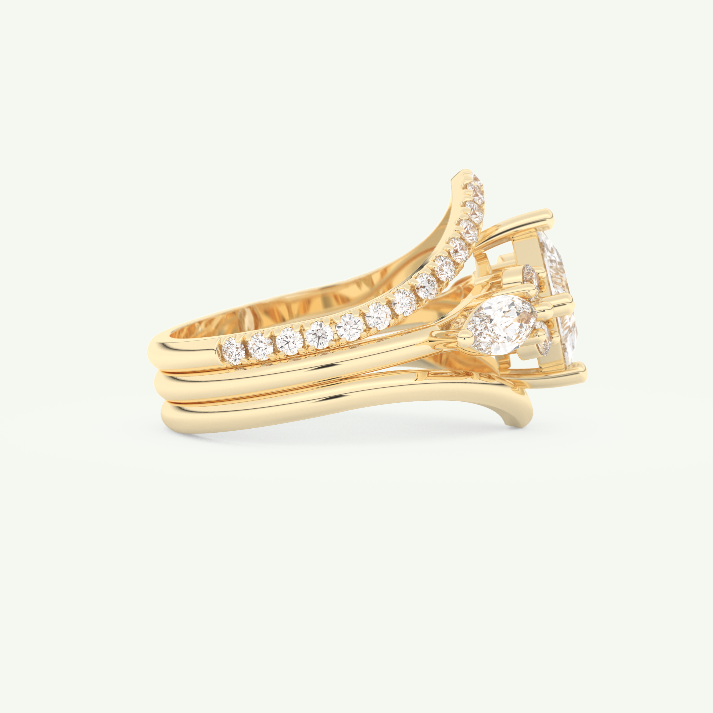 1.04 CT Princess Cut Cluster Lab Grown Diamond Bridal Set 2