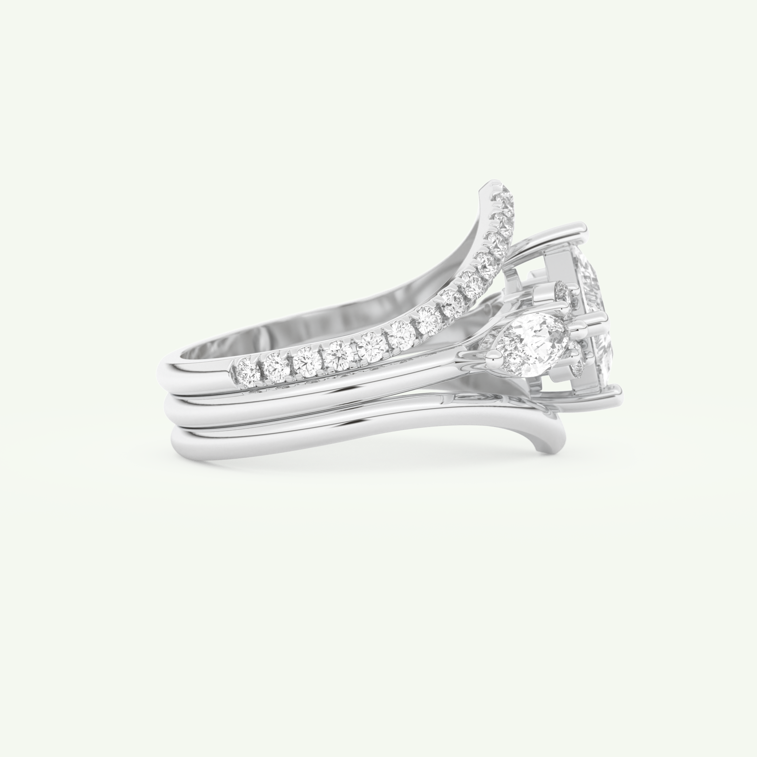 1.04 CT Princess Cut Cluster Lab Grown Diamond Bridal Set 14