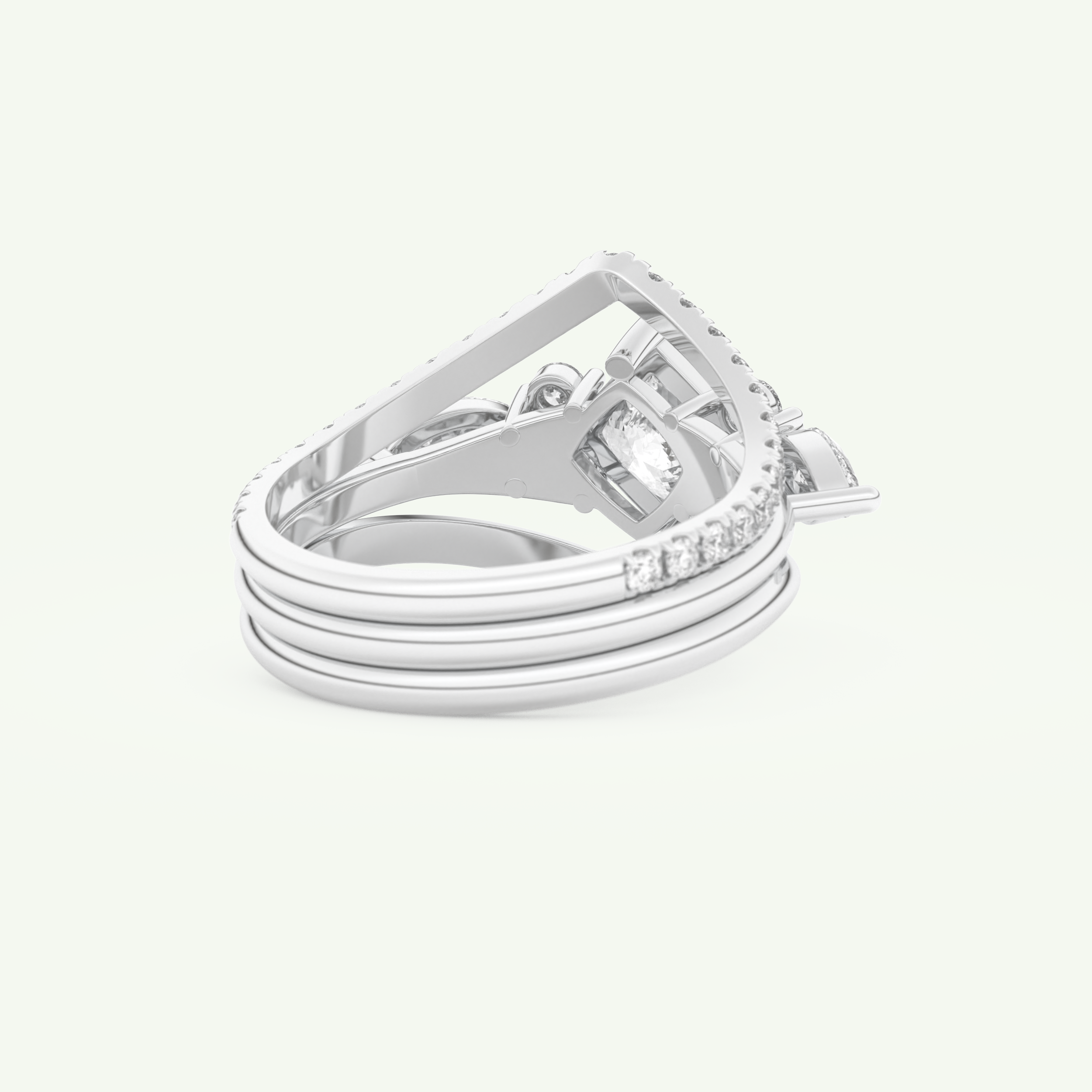 1.04 CT Princess Cut Cluster Lab Grown Diamond Bridal Set 15