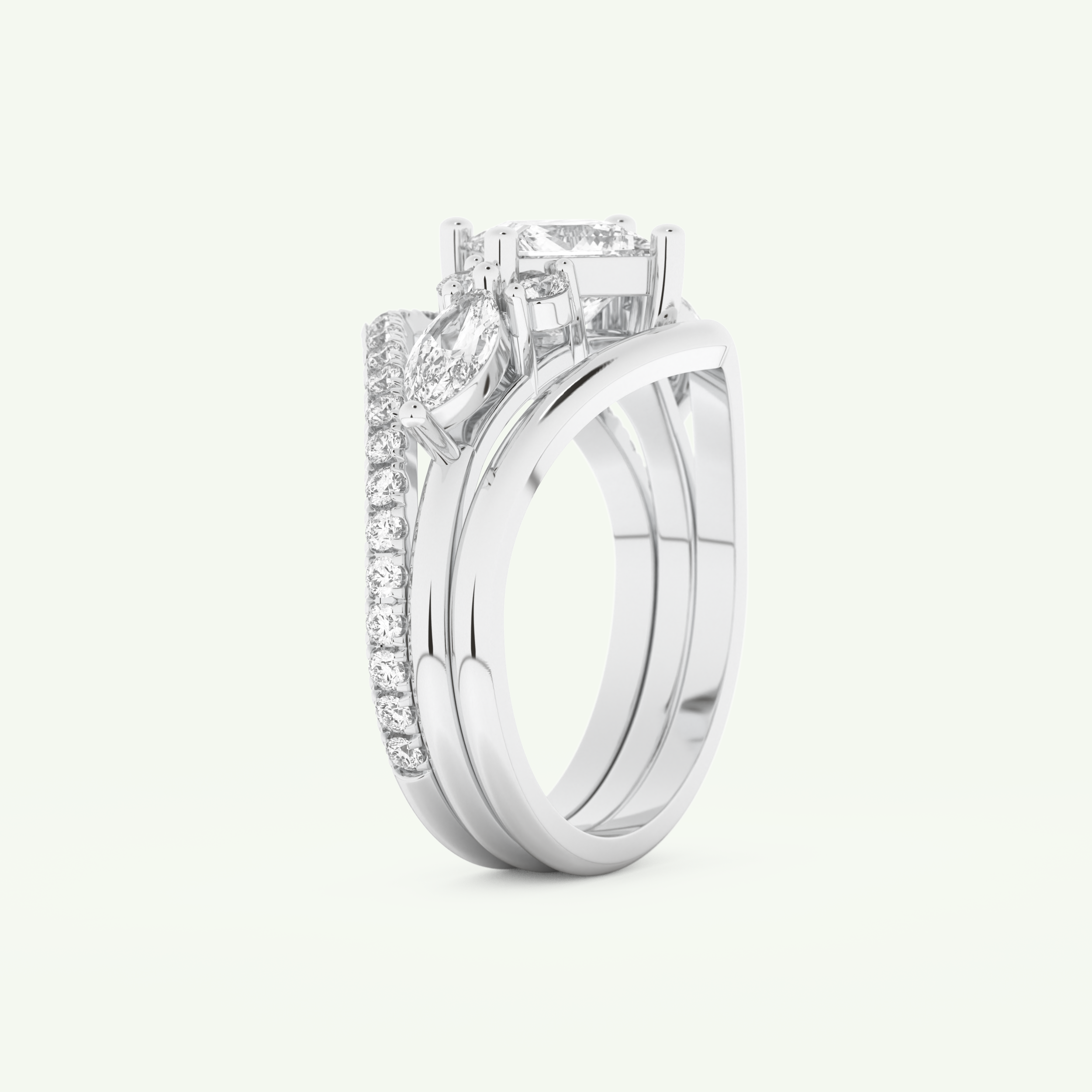 1.04 CT Princess Cut Cluster Lab Grown Diamond Bridal Set 16