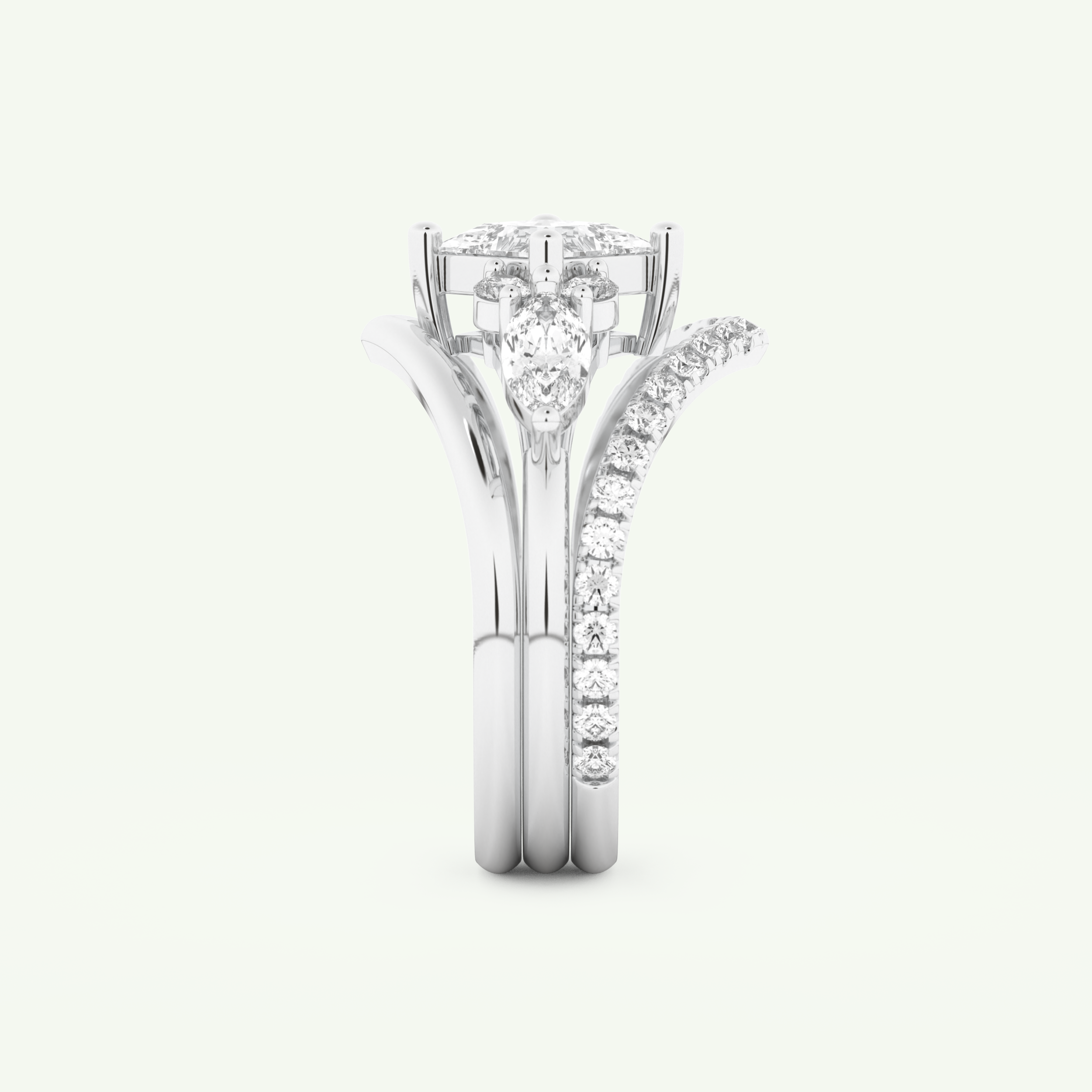 1.04 CT Princess Cut Cluster Lab Grown Diamond Bridal Set 18