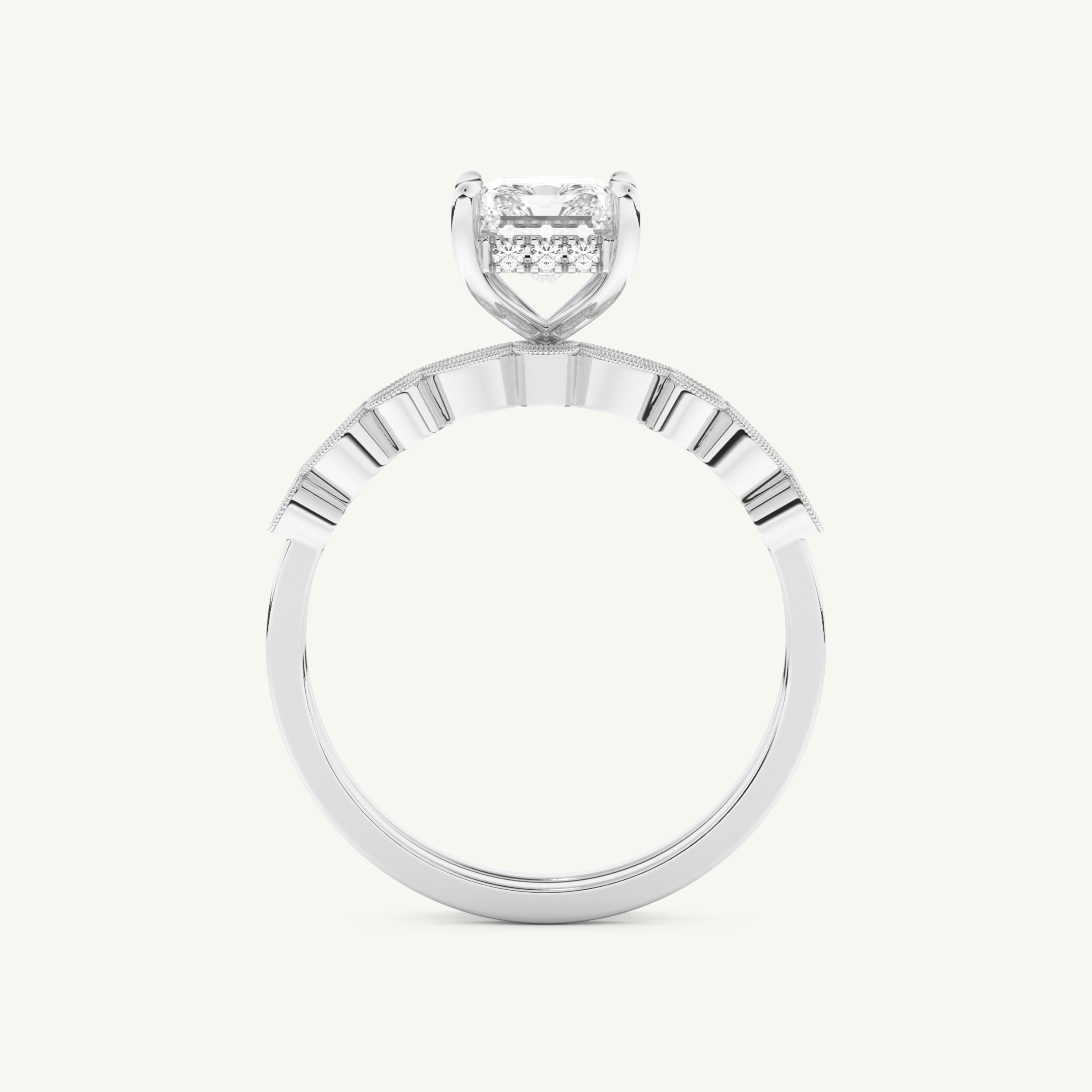 1.56 CT Radiant Cut Hidden Halo & Pave Lab Grown Diamond Bridal Set 17