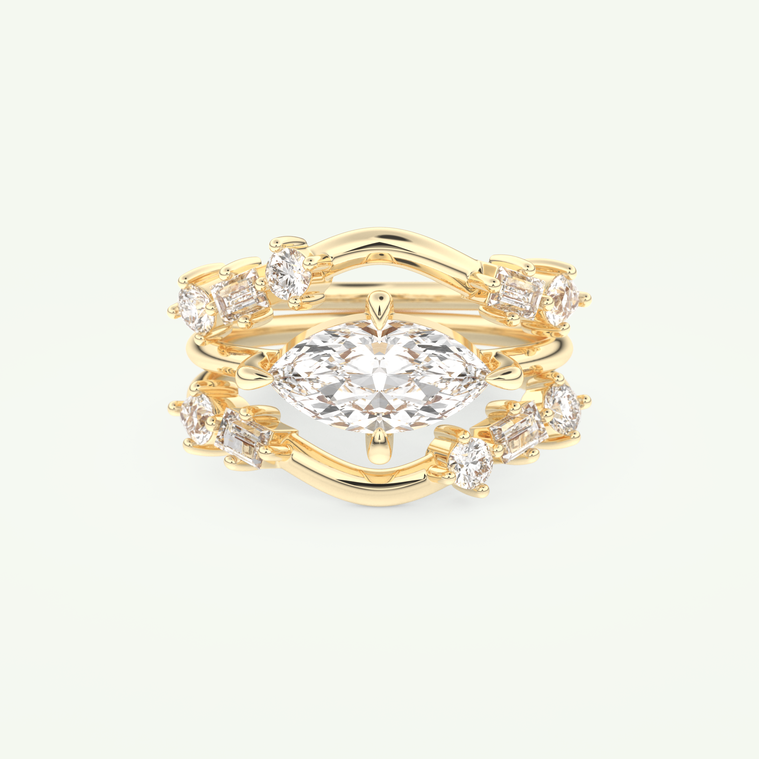 1.08 CT Marquise Cut Solitaire Lab Grown Diamond Bridal Set 1