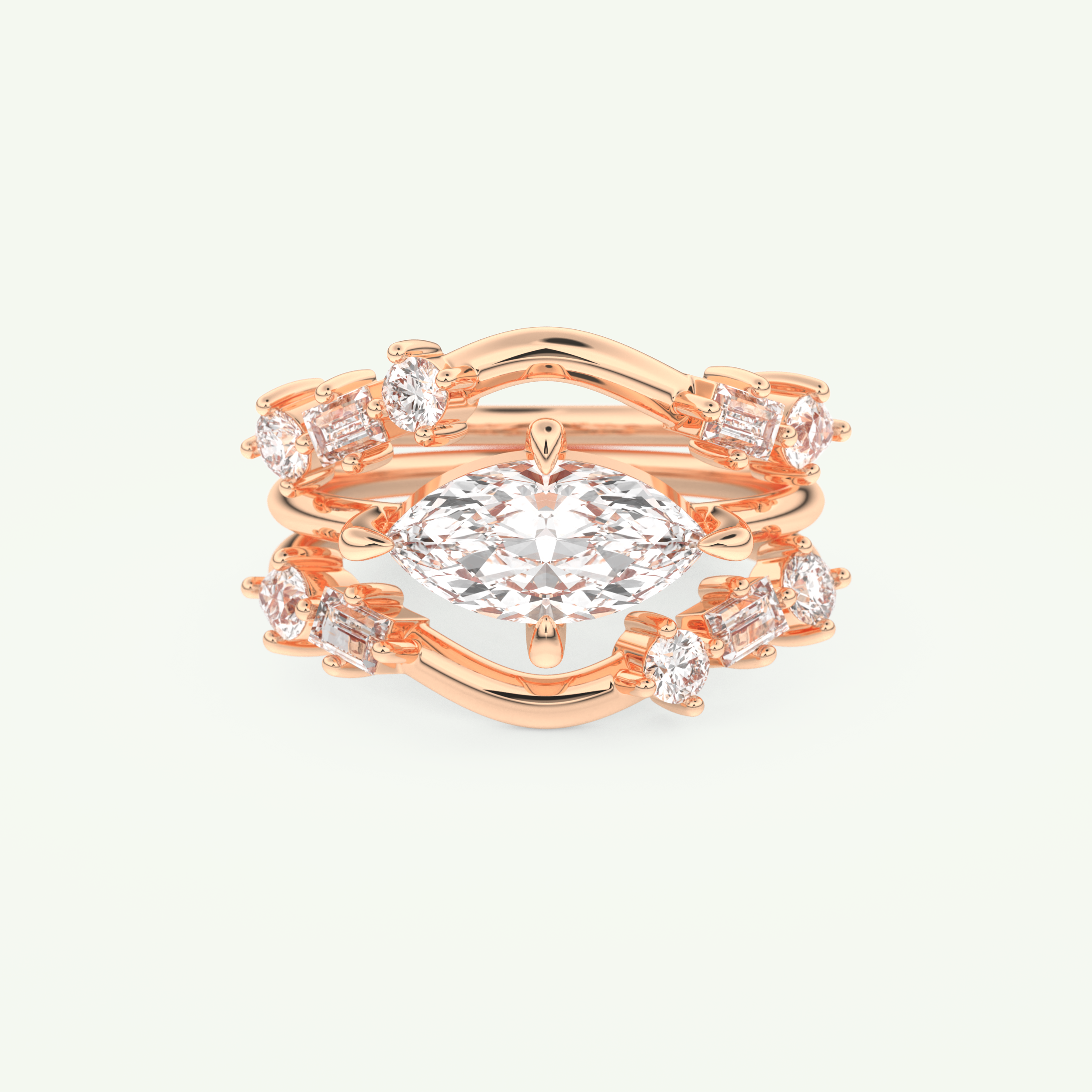 1.08 CT Marquise Cut Solitaire Lab Grown Diamond Bridal Set 7