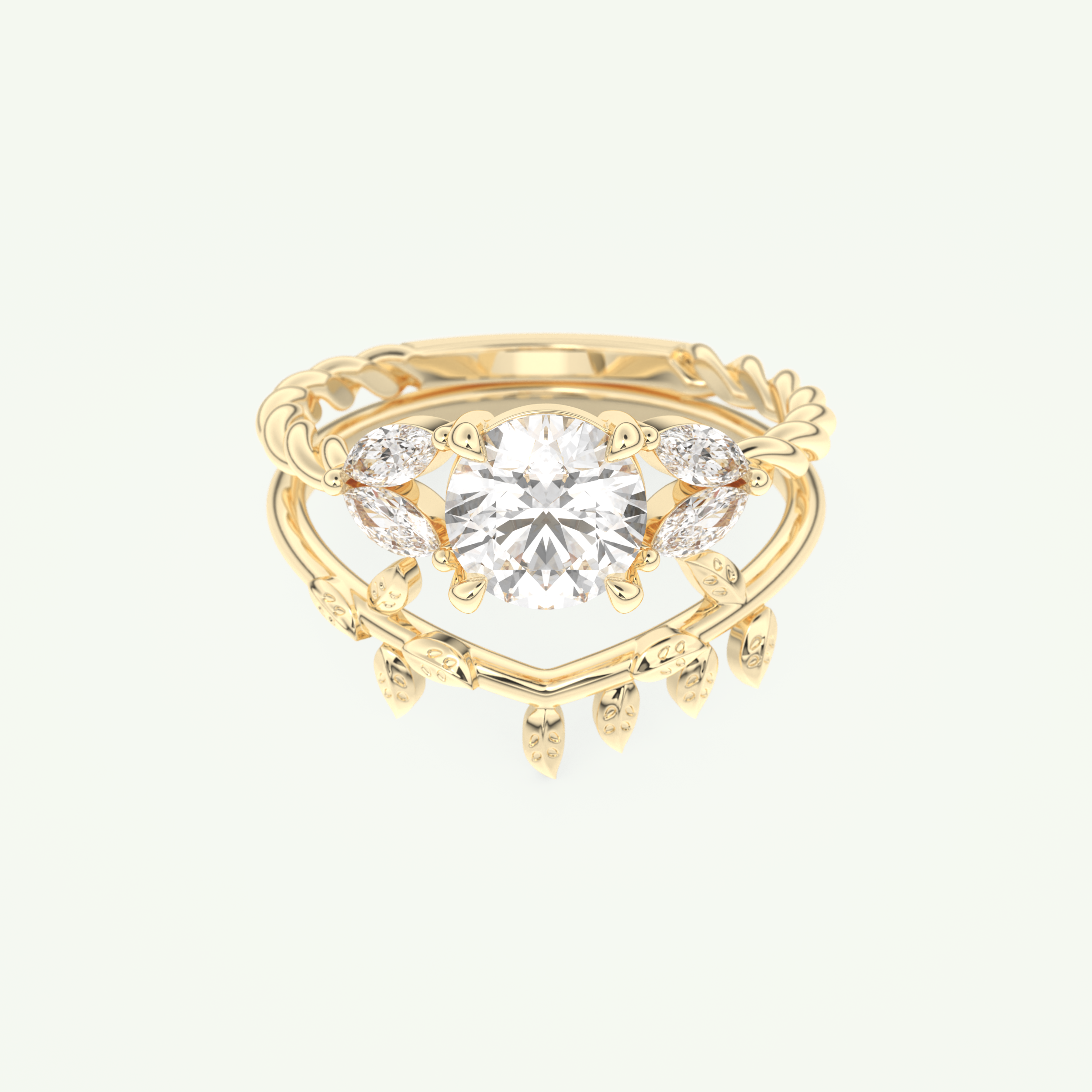 1.08 CT Round Cut Cluster Lab Grown Diamond Bridal Set 1