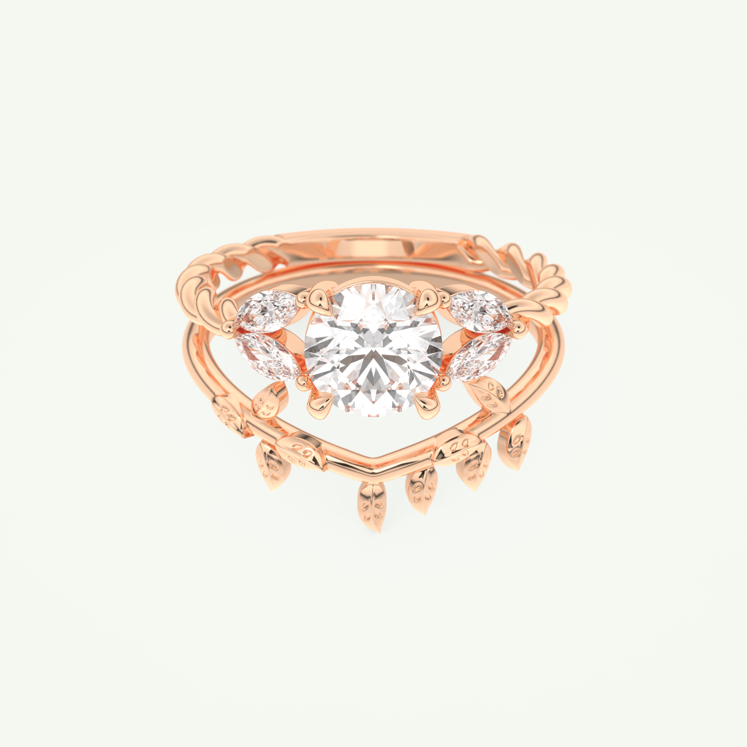 1.08 CT Round Cut Cluster Lab Grown Diamond Bridal Set 7