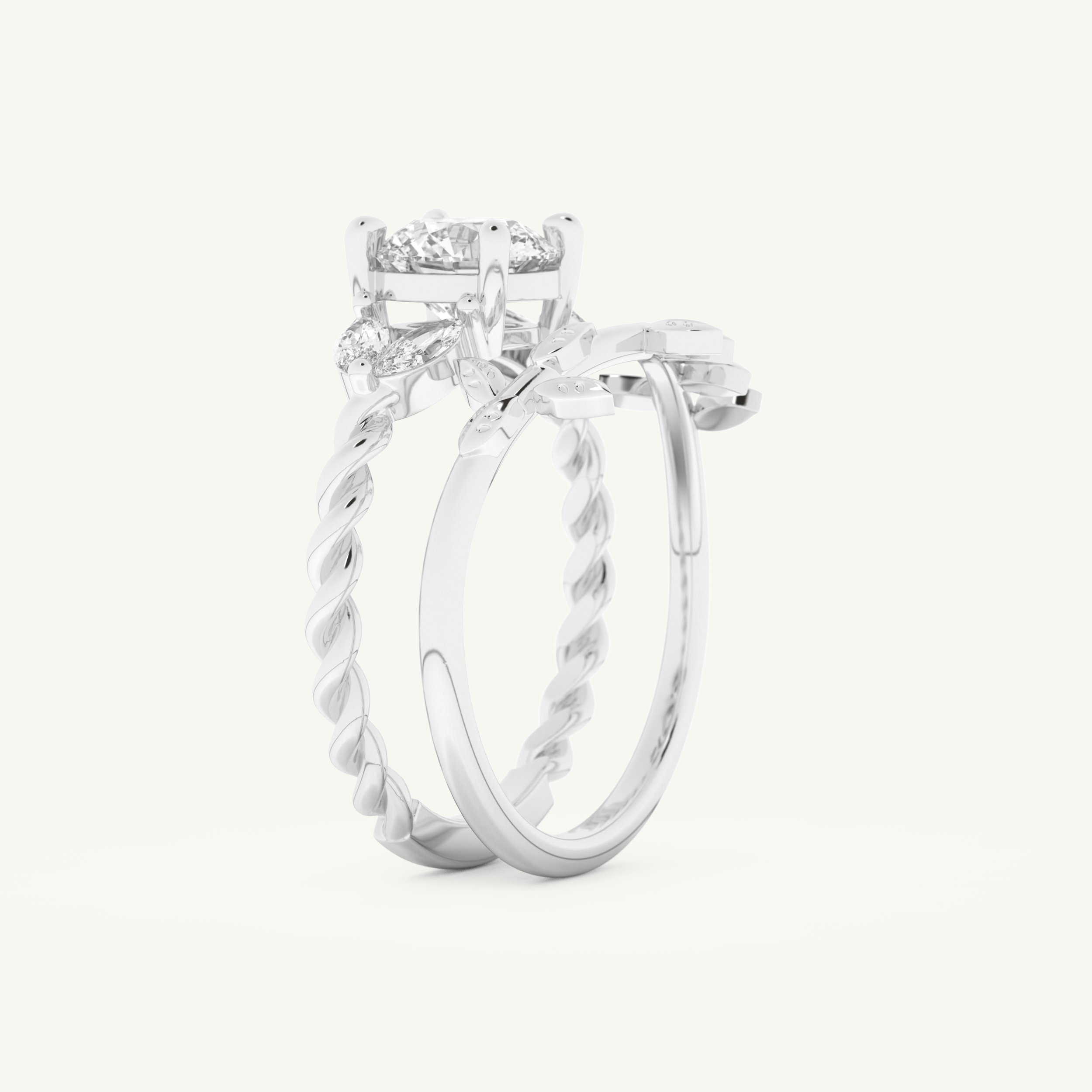1.08 CT Round Cut Cluster Lab Grown Diamond Bridal Set 16
