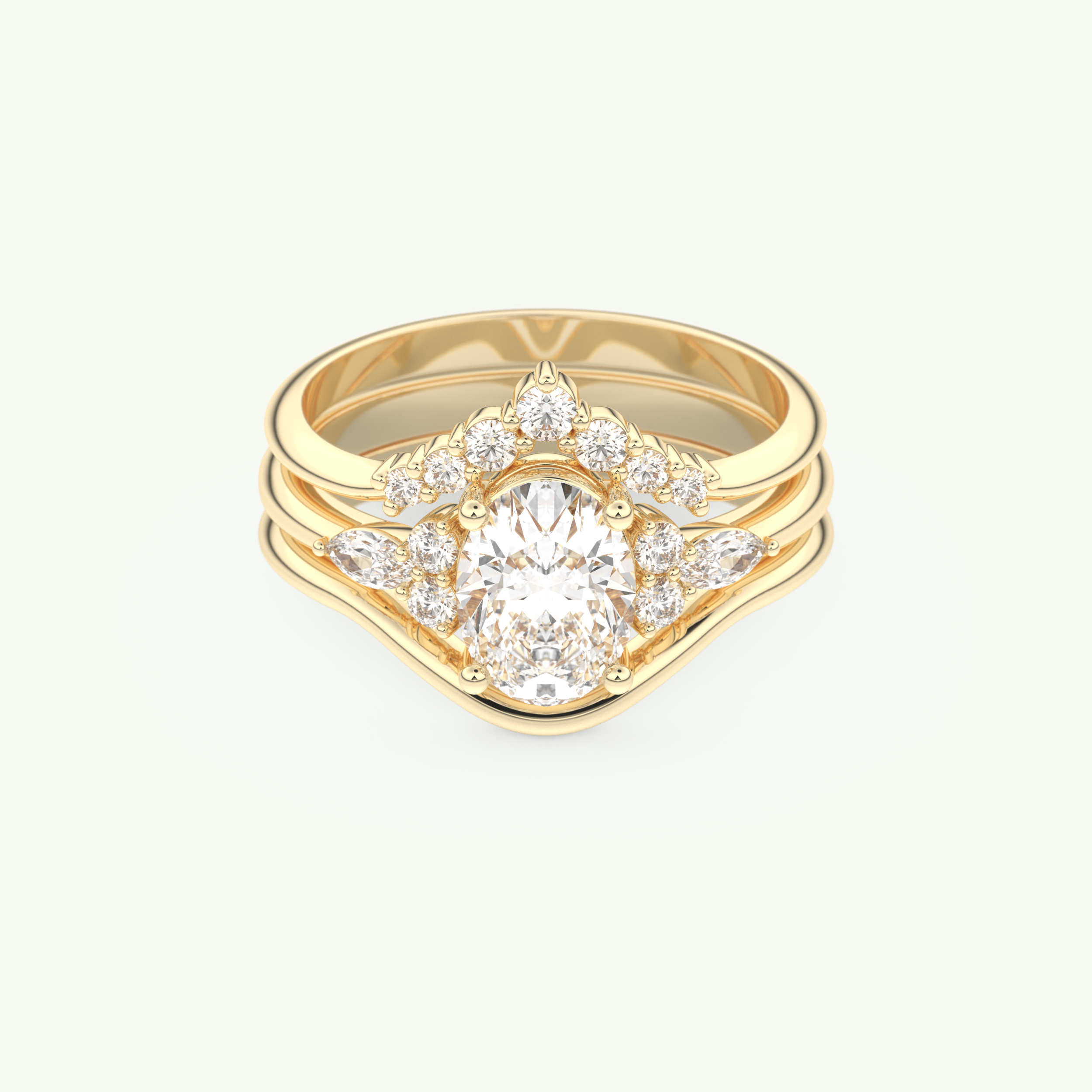 1.18 CT Oval Cut Cluster Lab Grown Diamond Bridal Set 1