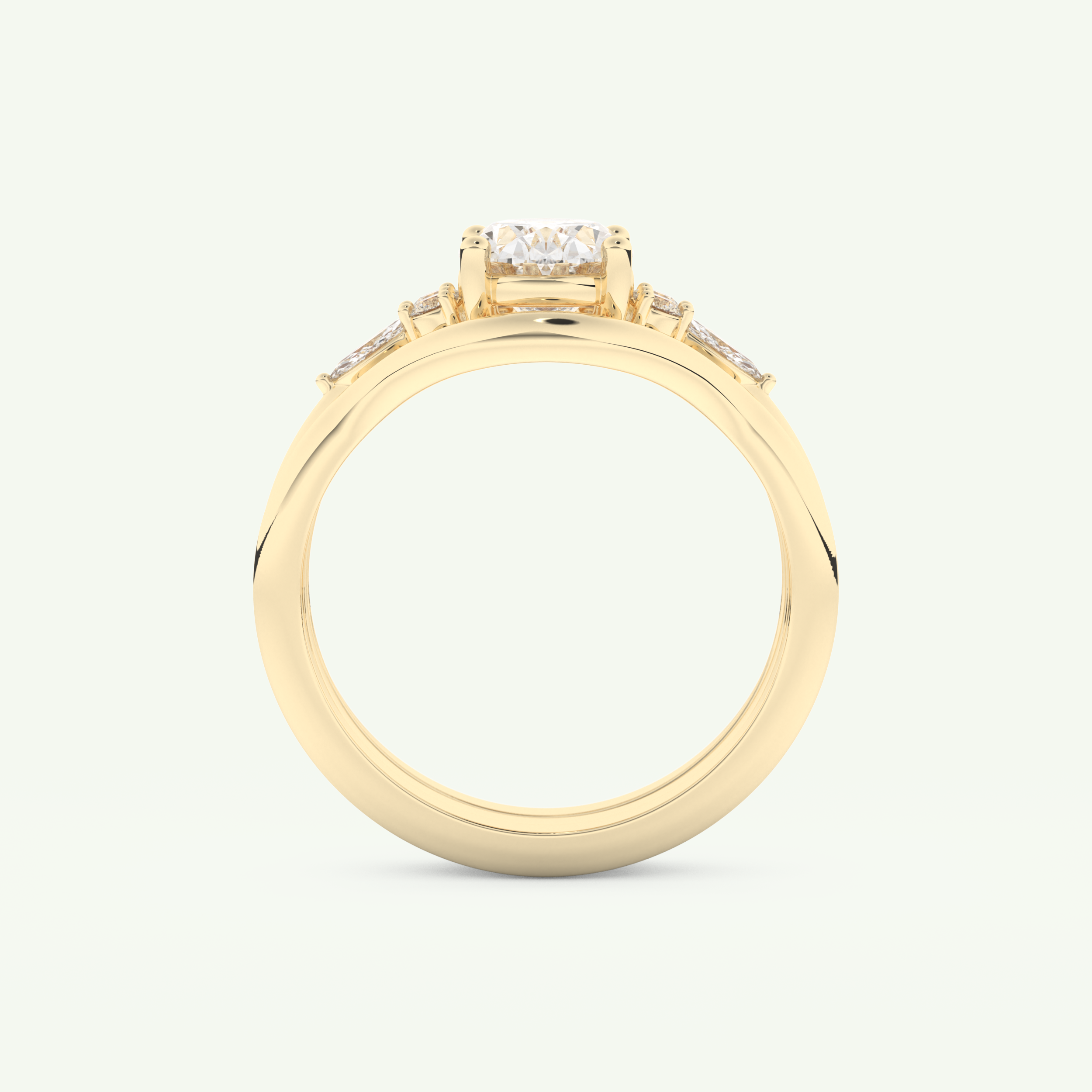 1.18 CT Oval Cut Cluster Lab Grown Diamond Bridal Set 5