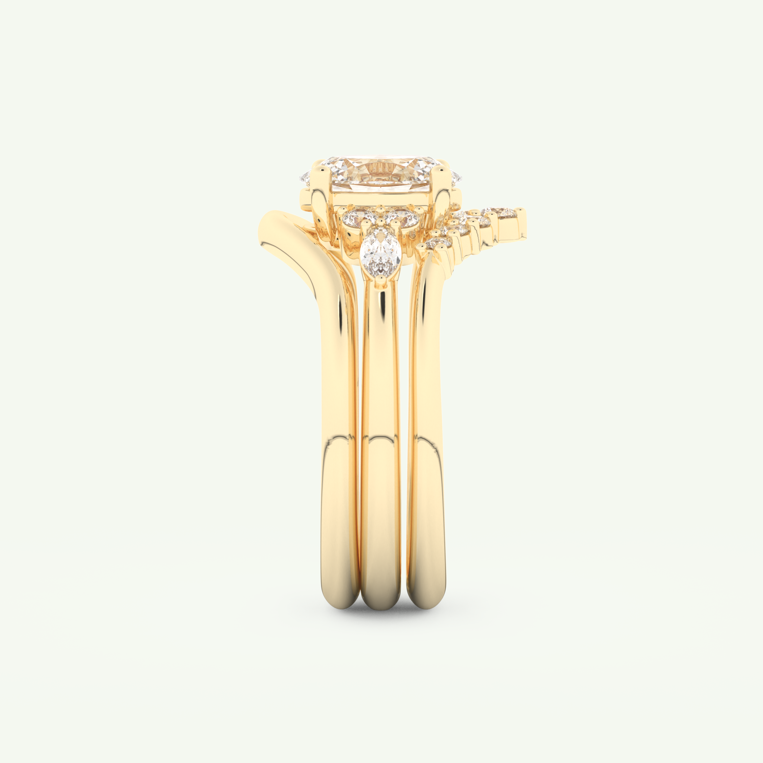 1.18 CT Oval Cut Cluster Lab Grown Diamond Bridal Set 6