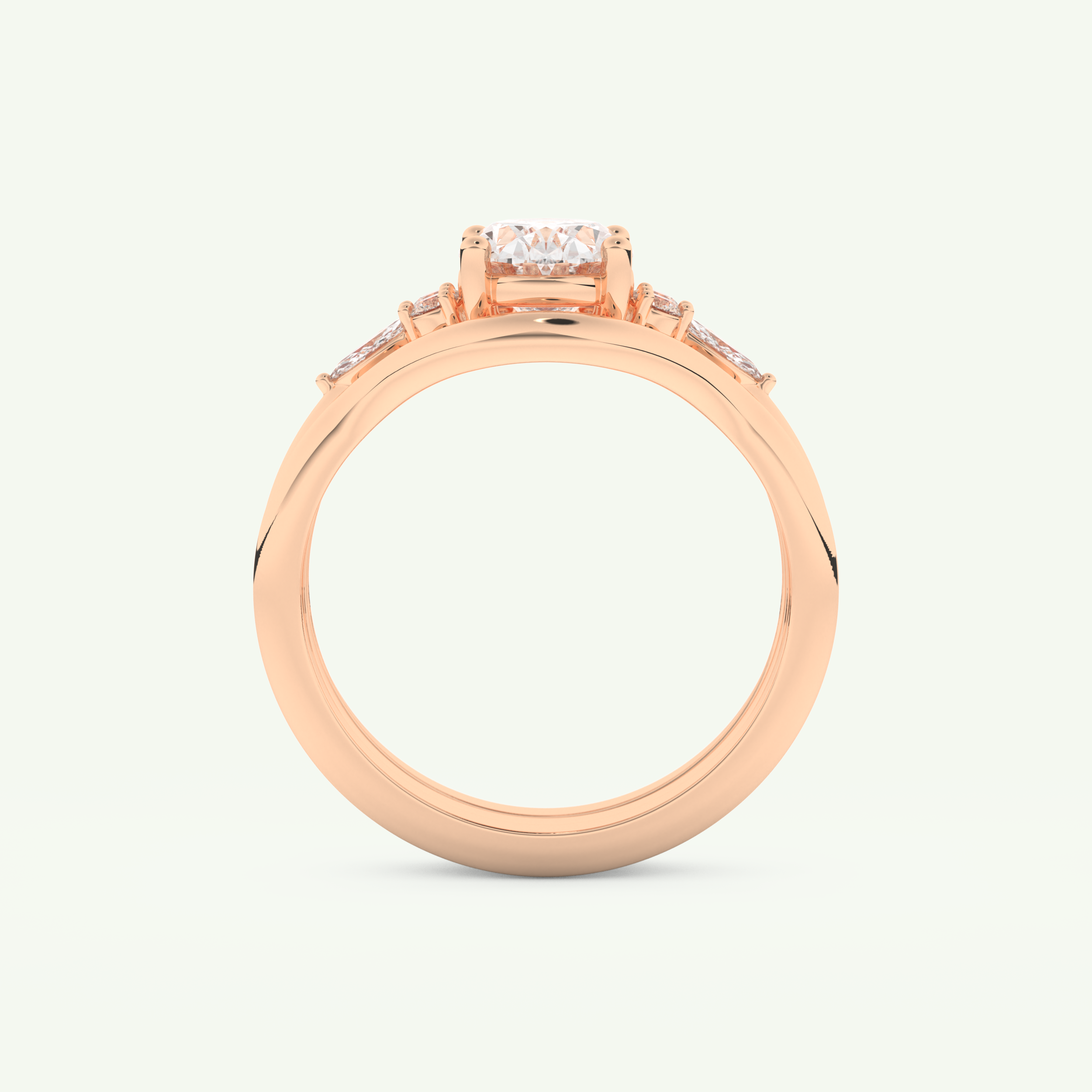 1.18 CT Oval Cut Cluster Lab Grown Diamond Bridal Set 11